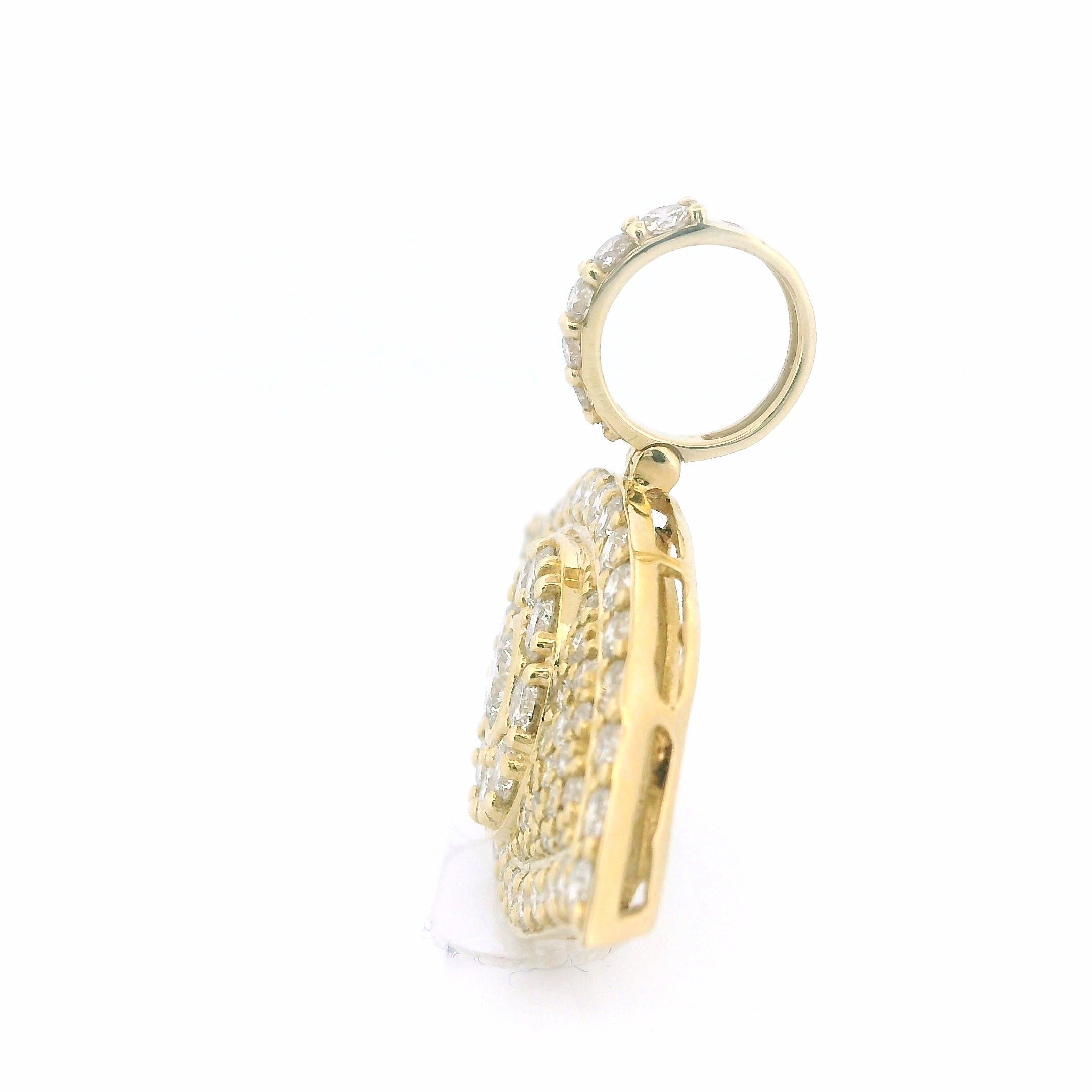 14K Yellow Gold Evil Eye Pendant with 6 Ctw Natural VS White Diamonds – Luxury Protection Amulet