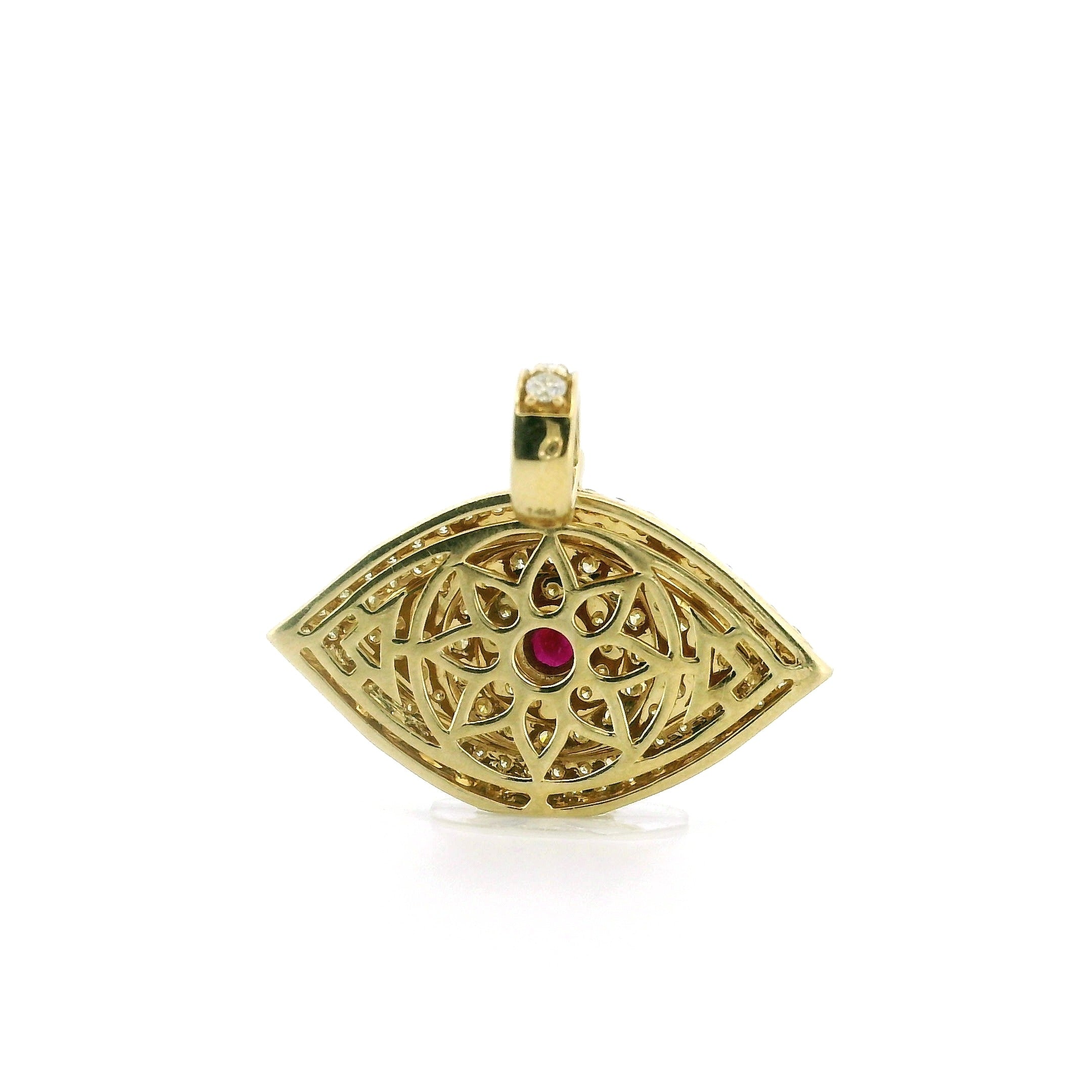 14K Yellow Gold Evil Eye Pendant – 1.75 Ctw Natural White Diamonds | Luxury Protection Jewelry