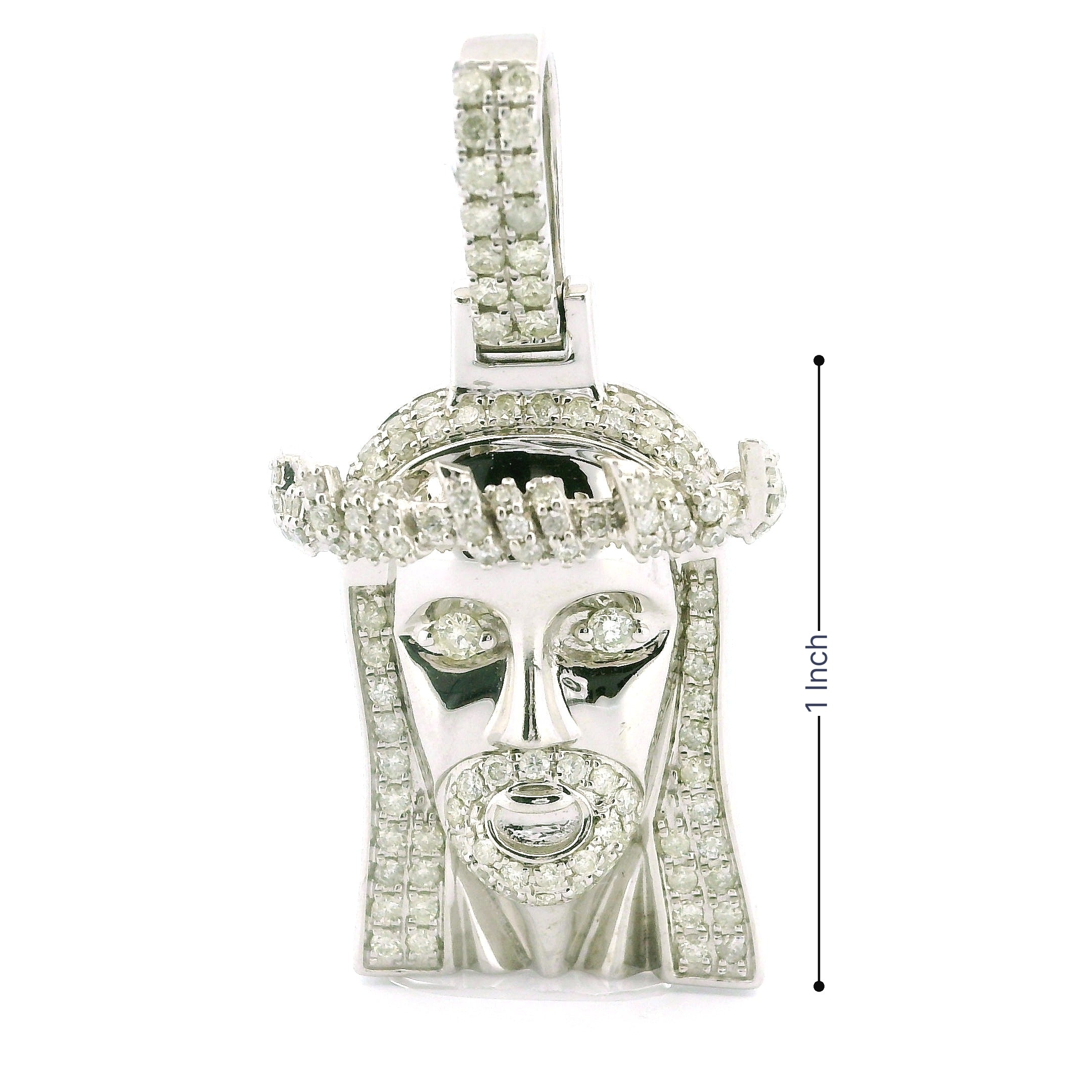 10K White Gold Men's Jesus Pendant – 1.14CTW Natural White Diamond Iced-Out Charm