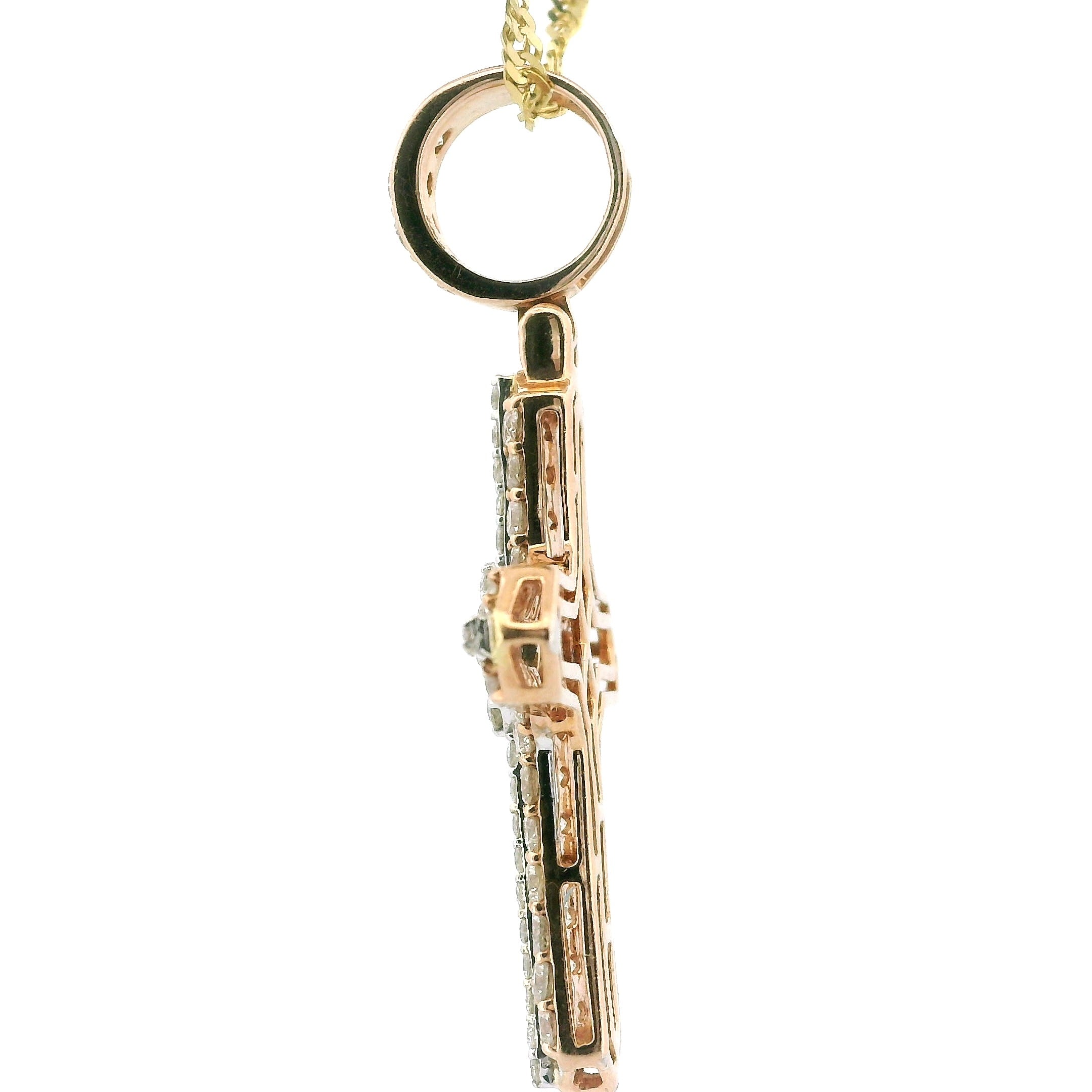 14K Rose Gold Cross Pendant – 1.91Ctw Natural White Diamonds | Elegant Faith Jewelry