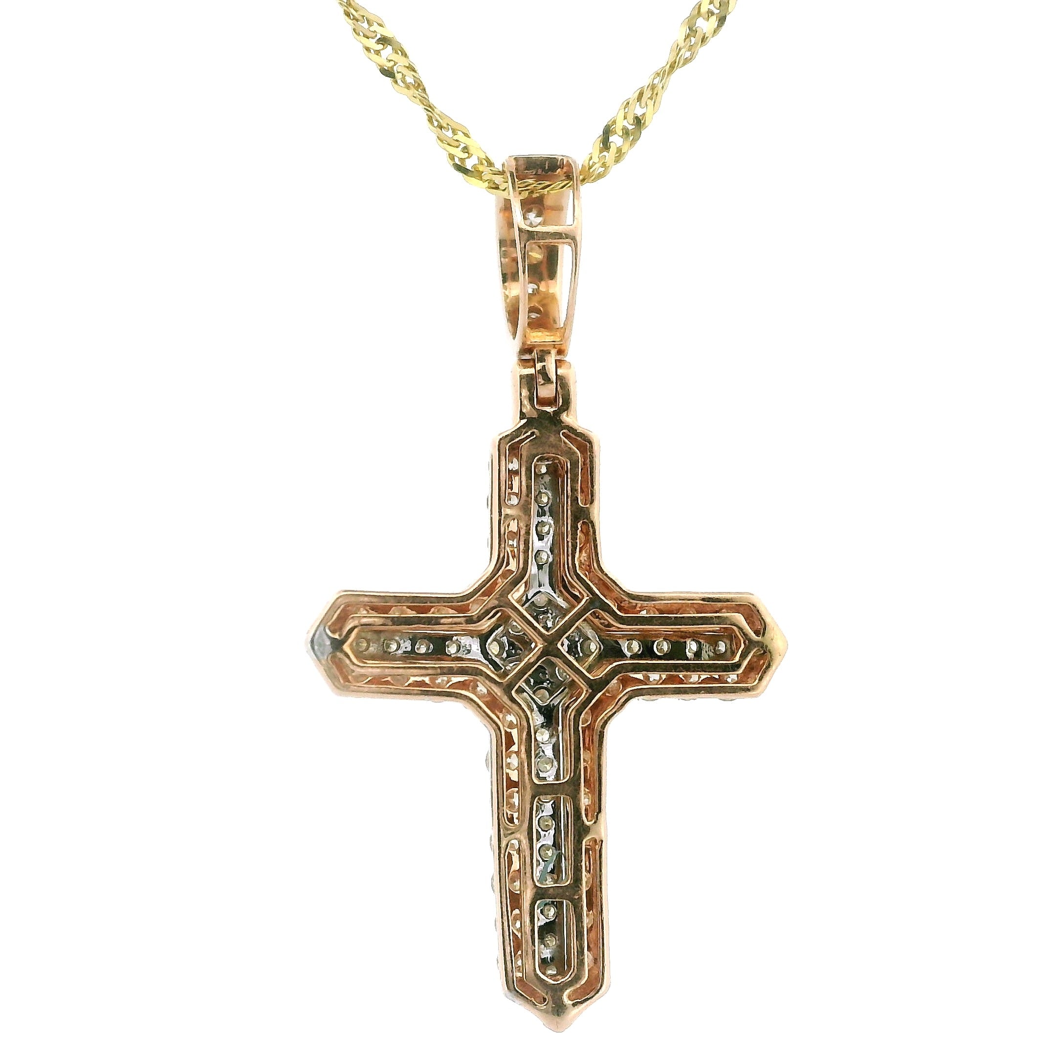 14K Rose Gold Cross Pendant – 1.91Ctw Natural White Diamonds | Elegant Faith Jewelry