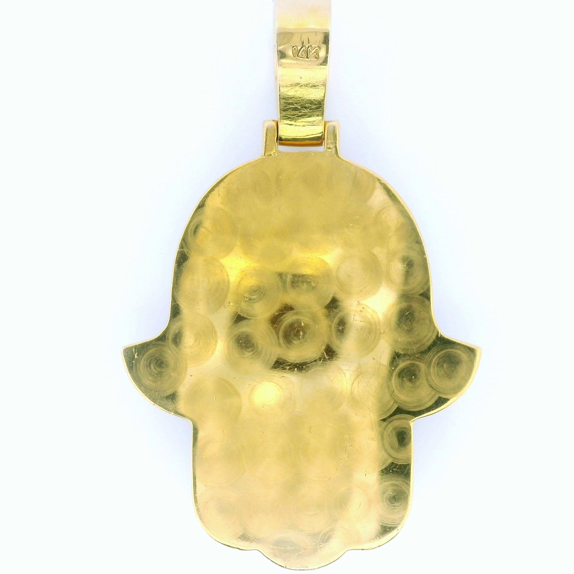 14K Yellow Gold Hand of Hamsa Pendant – 16 Ctw Natural VS White Diamonds | Luxury Protection Amulet