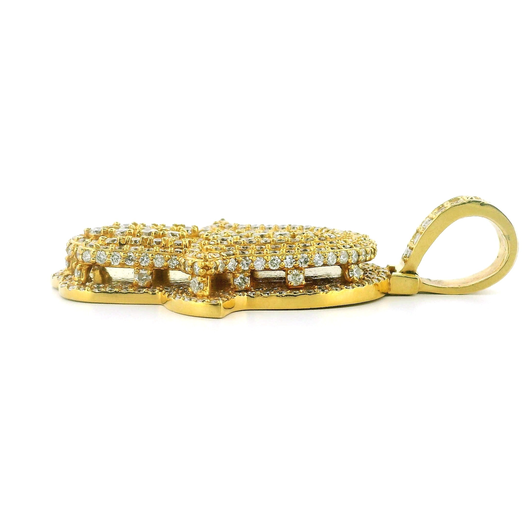 14K Yellow Gold Hand of Hamsa Pendant – 16 Ctw Natural VS White Diamonds | Luxury Protection Amulet