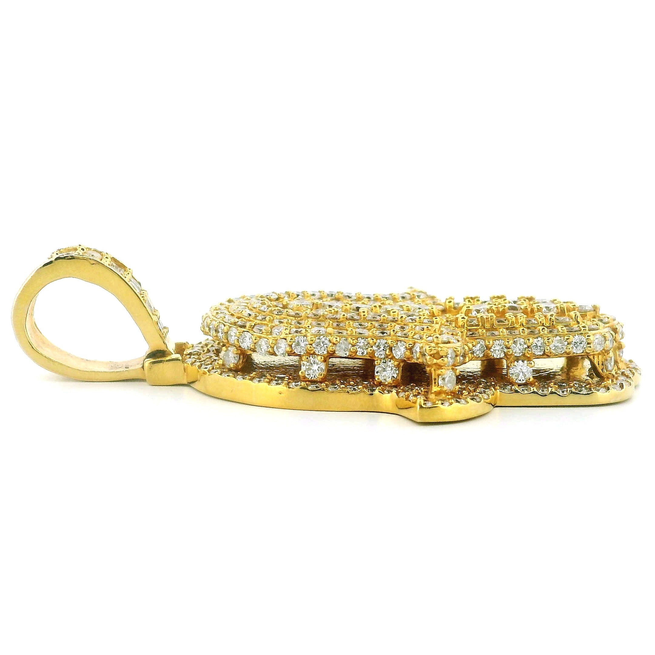 14K Yellow Gold Hand of Hamsa Pendant – 16 Ctw Natural VS White Diamonds | Luxury Protection Amulet