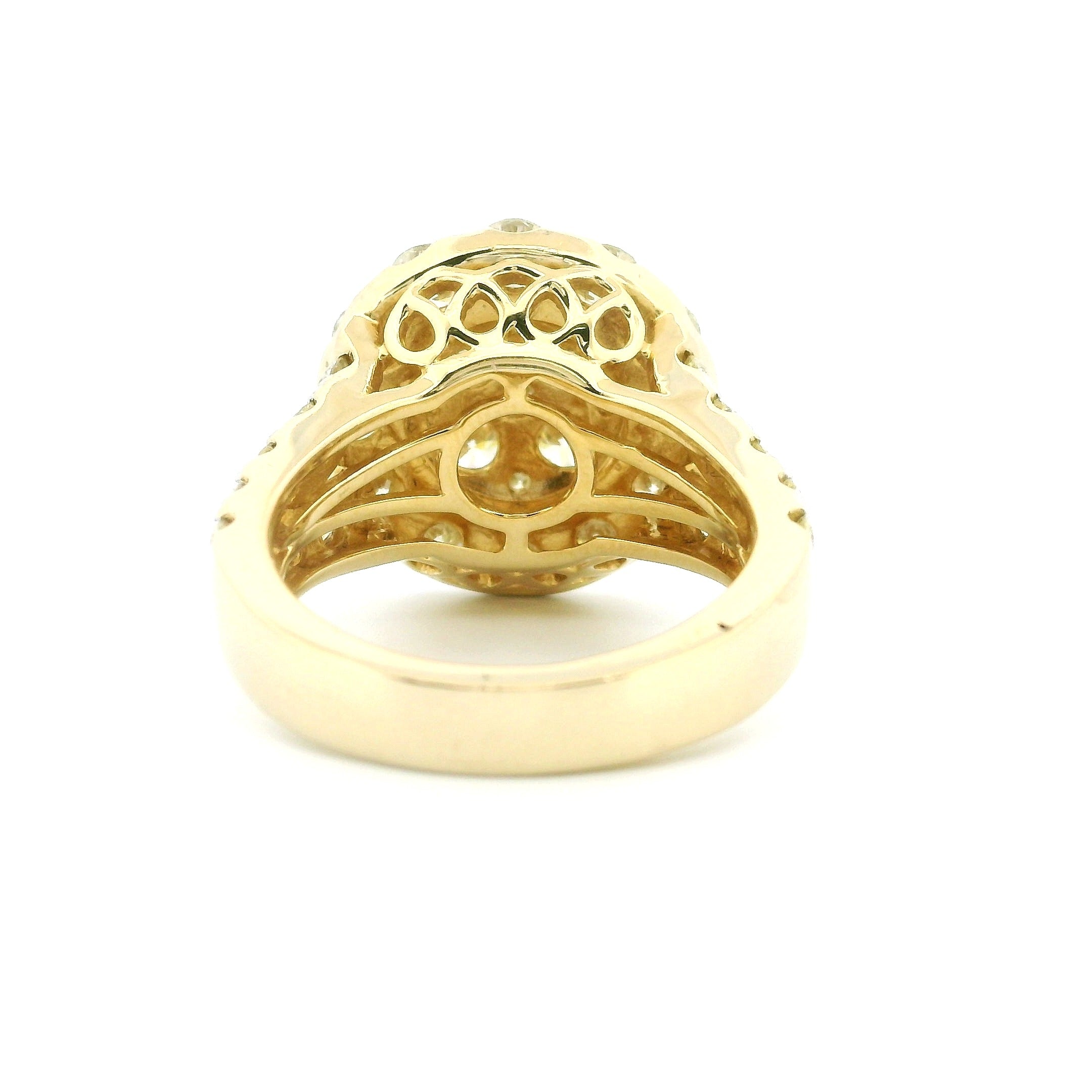 12.80ctw Oval-Cut Diamond Halo Engagement Ring in 14K Yellow Gold – Luxury Bridal Jewelry