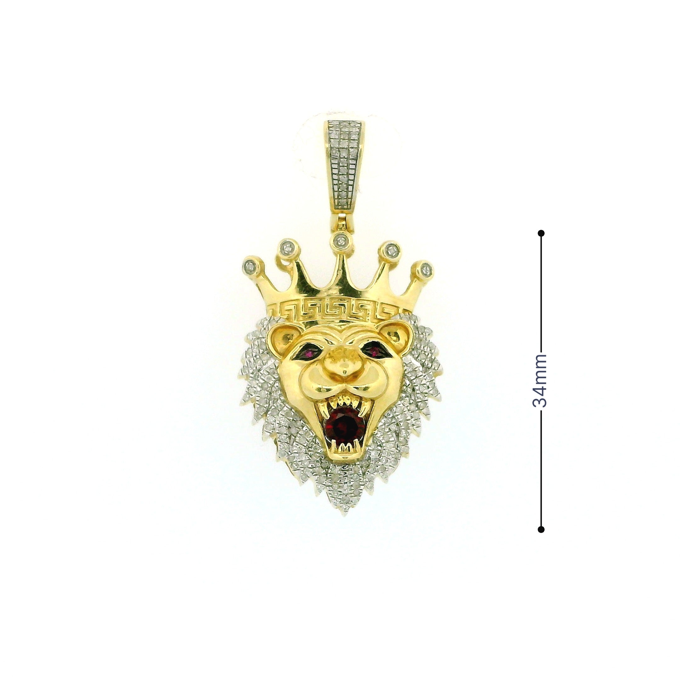 10k Yellow Gold Diamond Pendant | 0.45ctw Round Natural Diamonds, 34mm