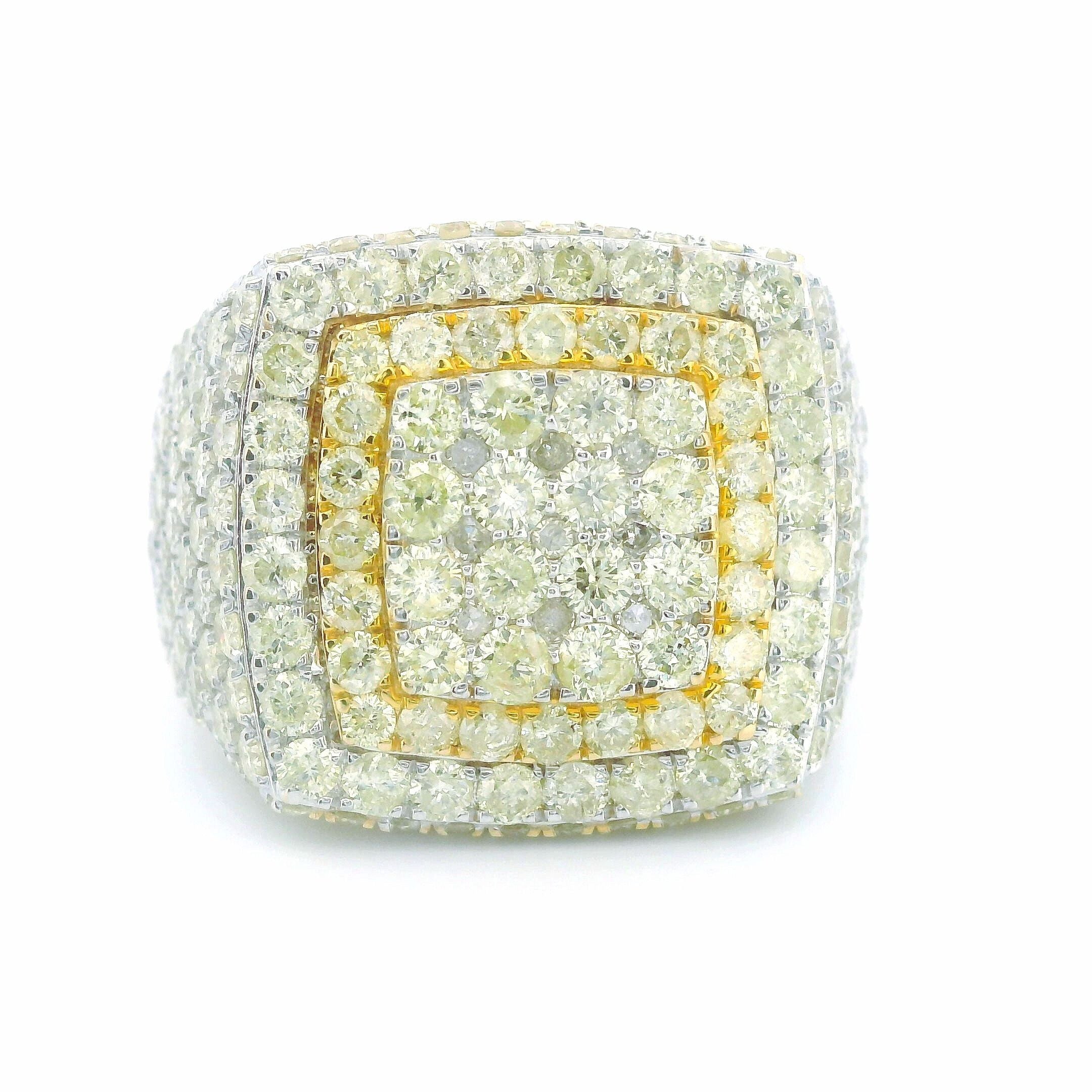 14k Yellow Gold Men’s Champion Pinky Ring | 6.5Ctw Natural Diamond Statement Ring