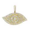 14K Yellow Gold Evil Eye Pendant with 6 Ctw Natural VS White Diamonds – Luxury Protection Amulet