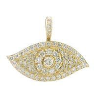 14K Yellow Gold Evil Eye Pendant with 6 Ctw Natural VS White Diamonds – Luxury Protection Amulet