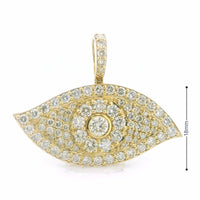 14K Yellow Gold Evil Eye Pendant with 6 Ctw Natural VS White Diamonds – Luxury Protection Amulet