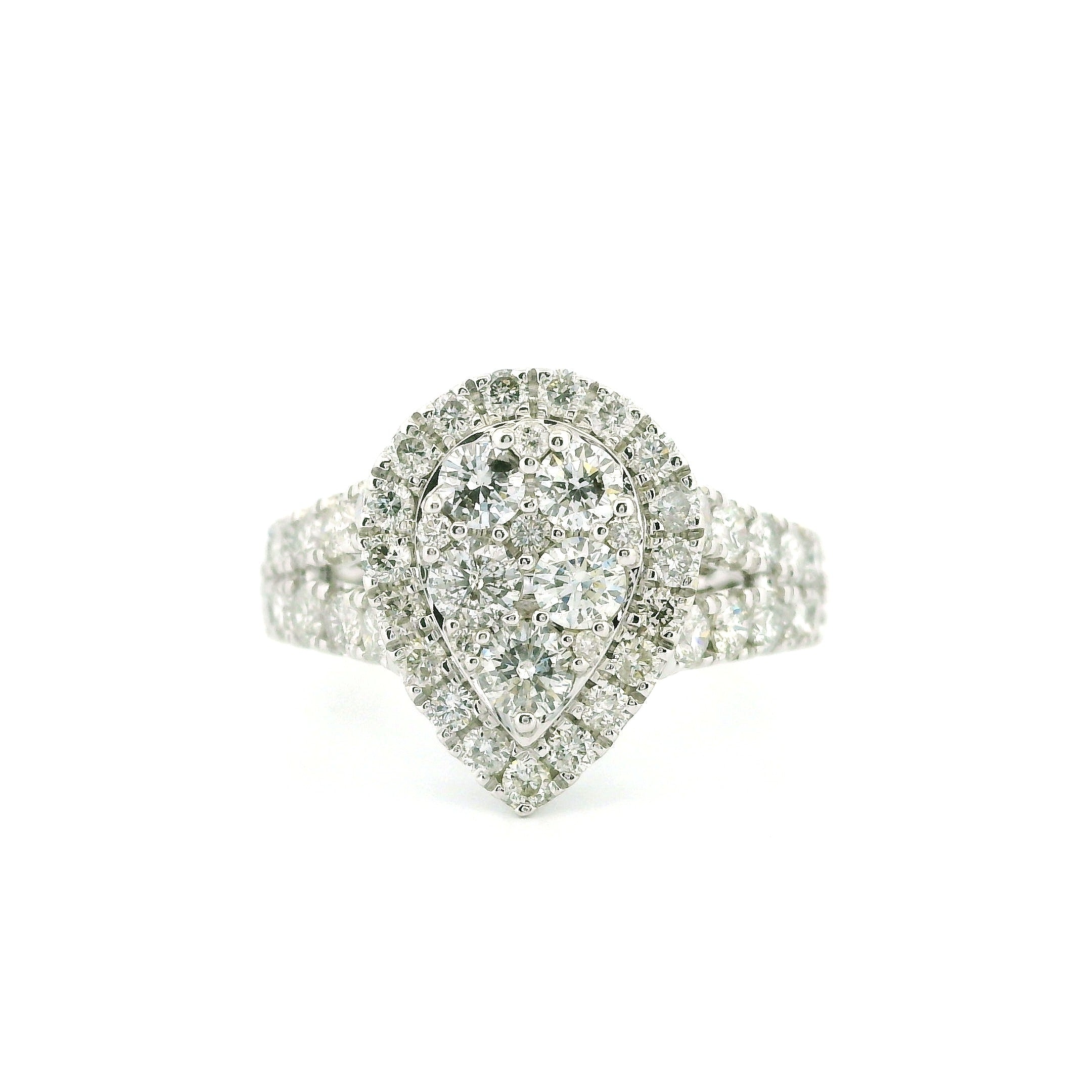 14K White Gold with 1.68CTW Natural White Diamond Women's Ring