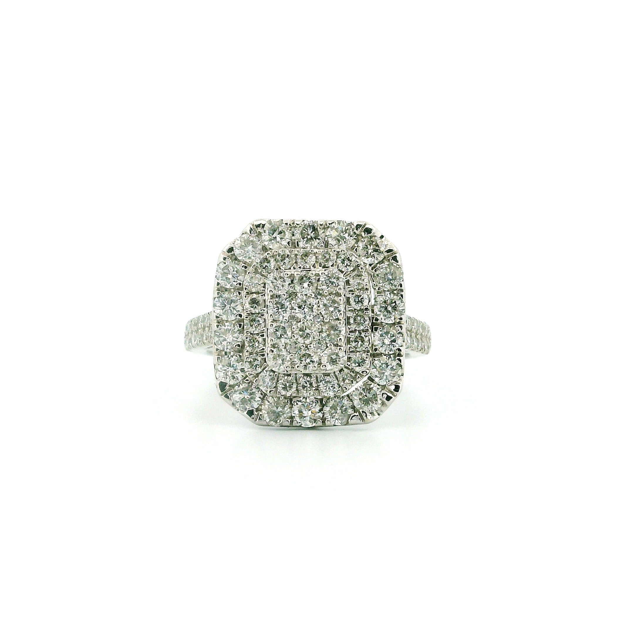 14k White Gold Women’s Diamond Ring | 1.88ctw Natural White Diamonds, 16mm