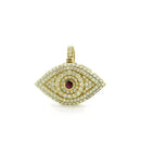 14K Yellow Gold Evil Eye Pendant – 1.75 Ctw Natural White Diamonds | Luxury Protection Jewelry