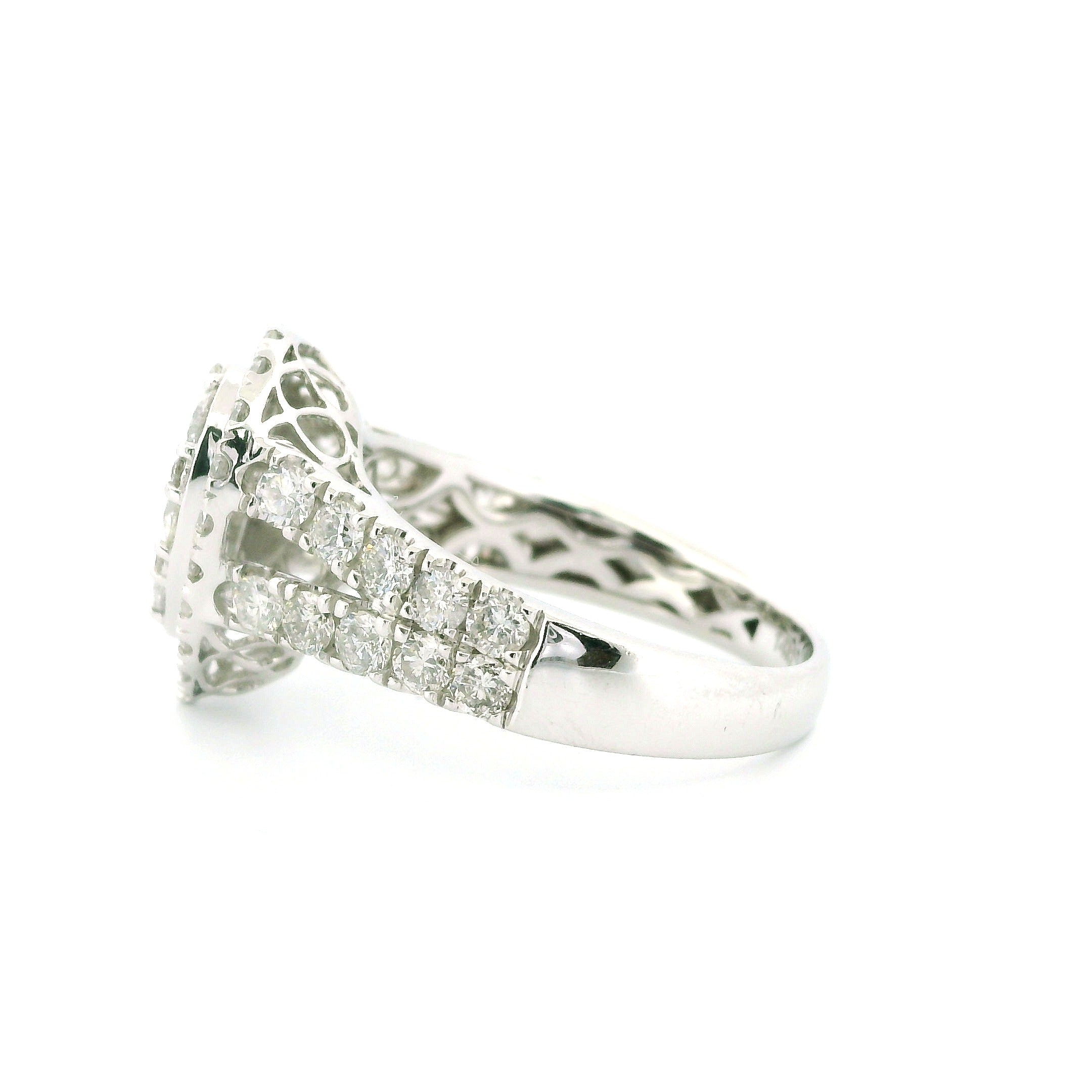 14K White Gold with 1.68CTW Natural White Diamond Women's Ring
