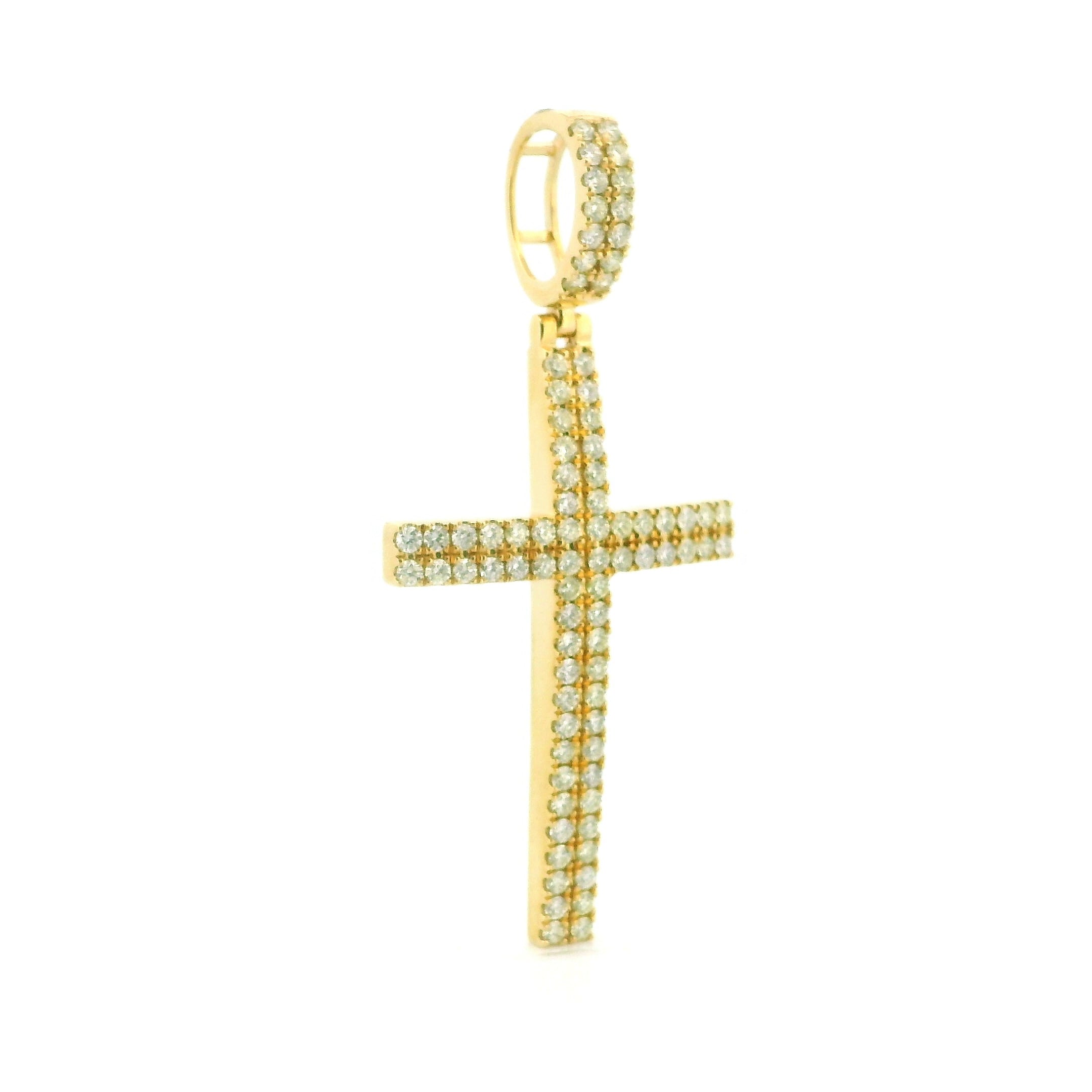 14k Yellow Gold Diamond Pendant | 2.20ctw Round Natural Diamonds, 44mm