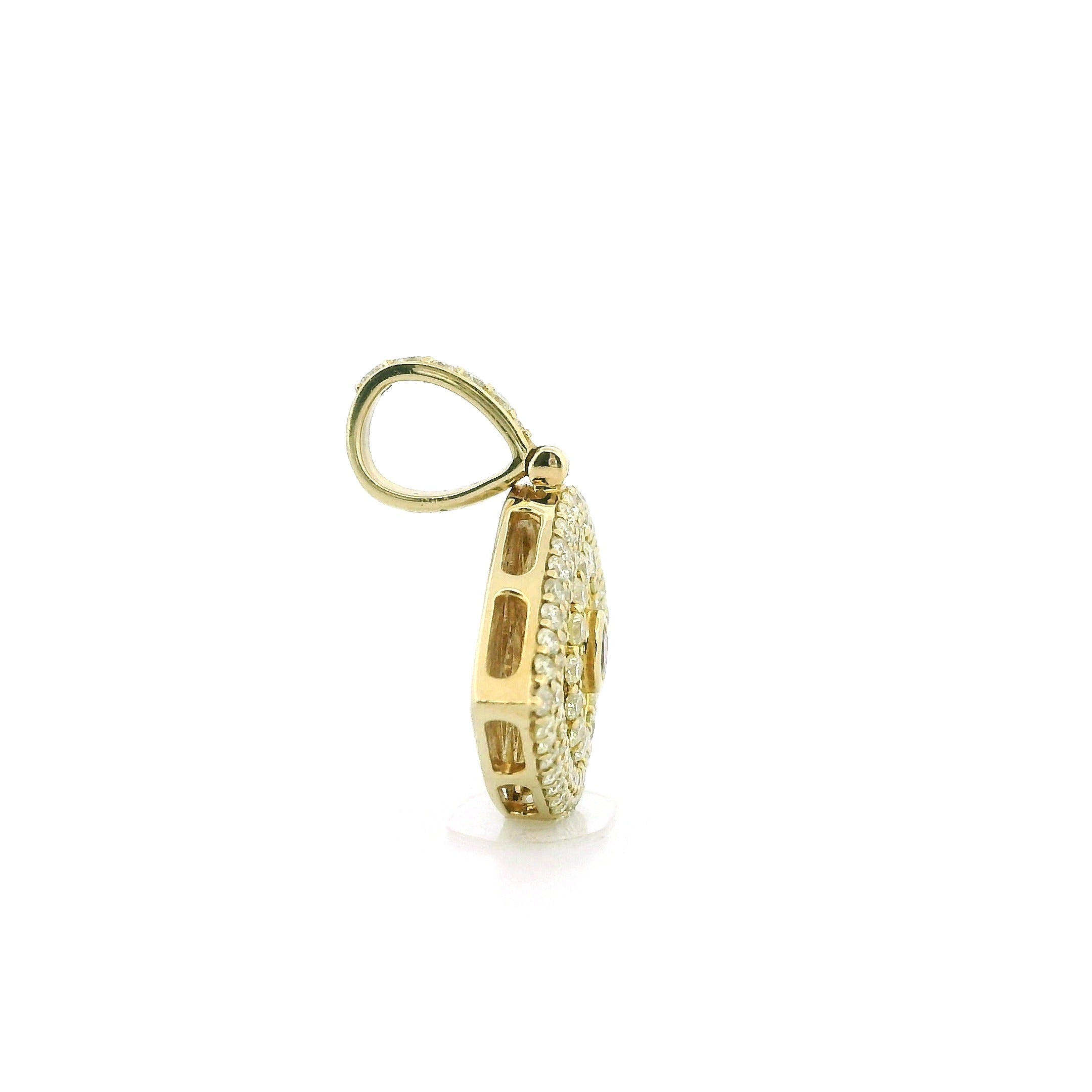 14K Yellow Gold Evil Eye Pendant – 1.75 Ctw Natural White Diamonds | Luxury Protection Jewelry