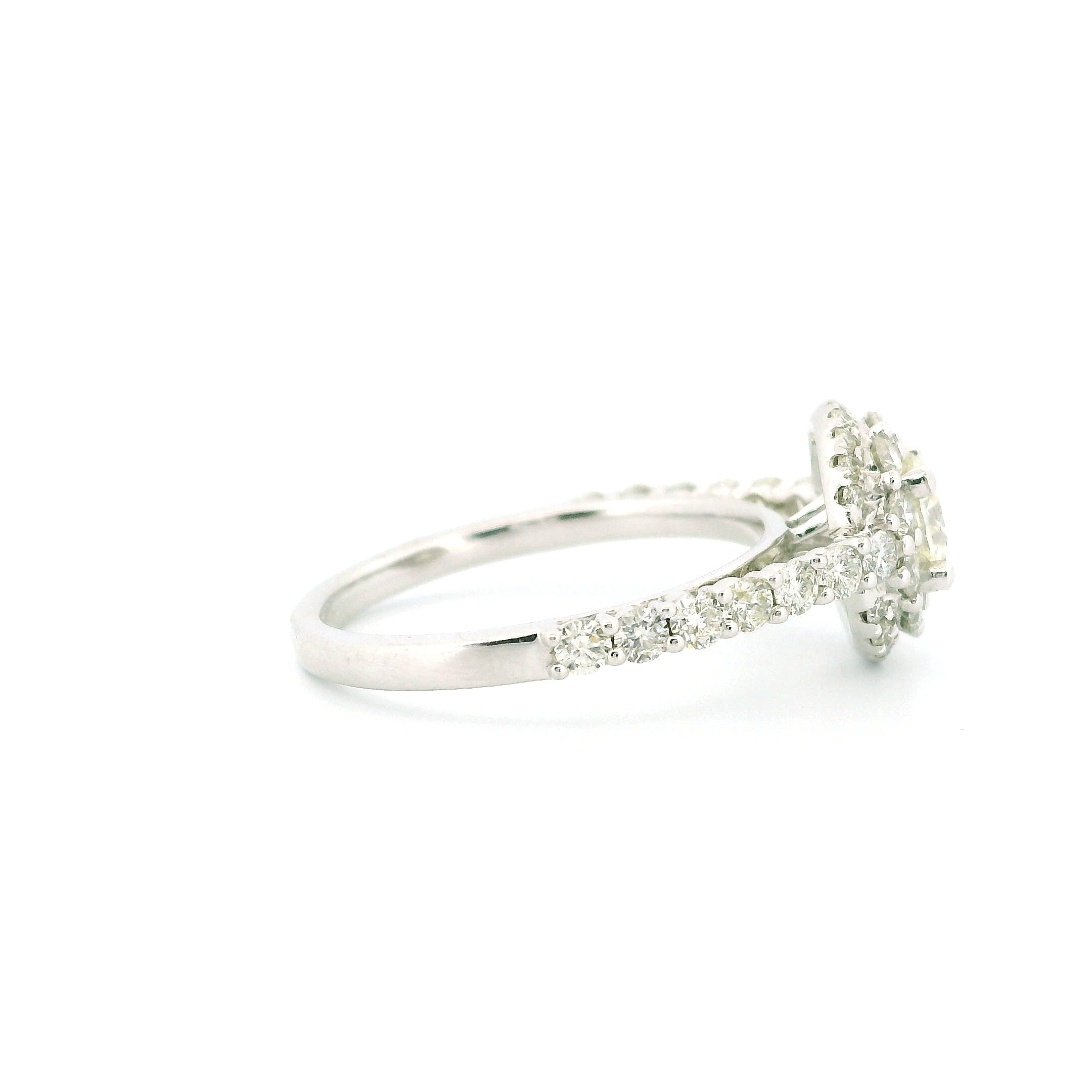 1.48ctw Natural Diamond Engagement Ring in 14K White Gold – Elegant Bridal Jewelry