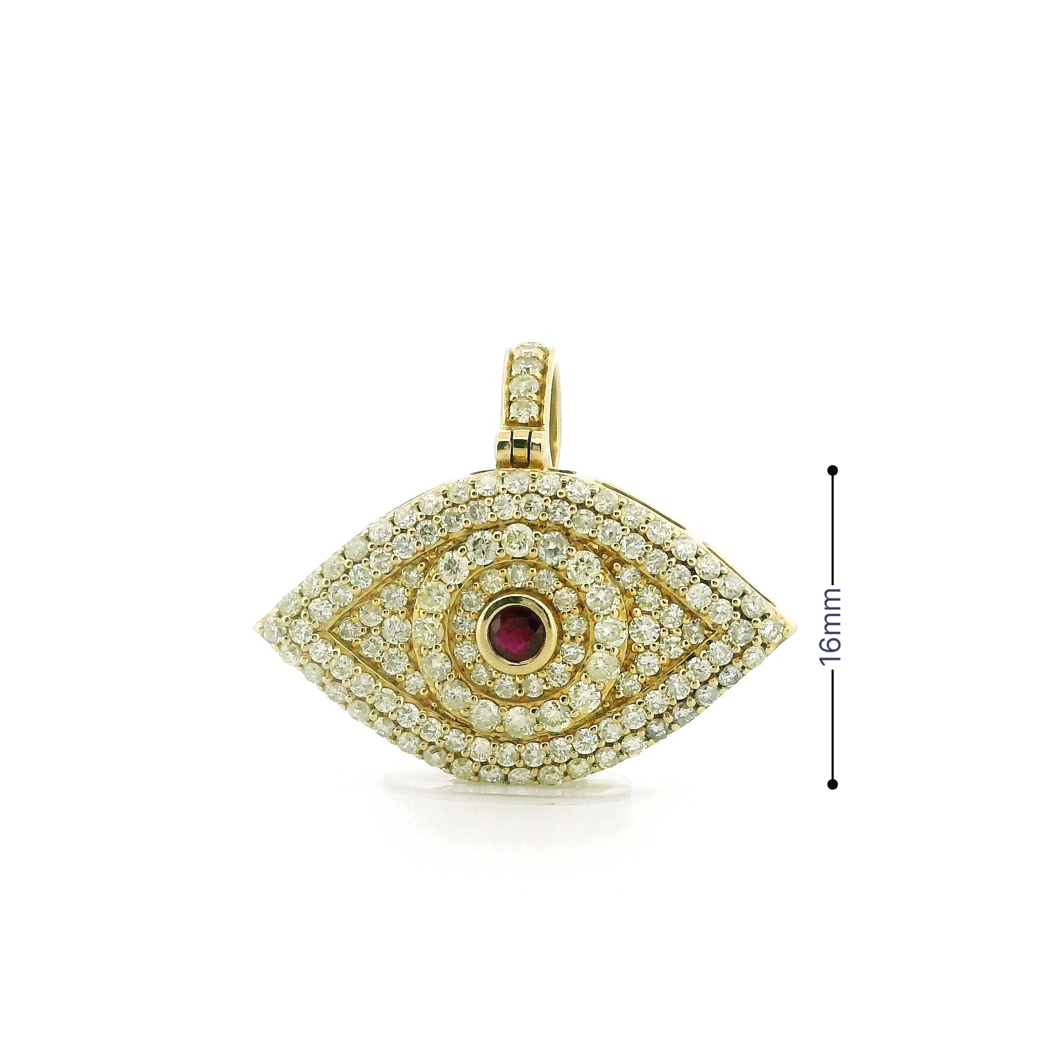 14K Yellow Gold Evil Eye Pendant – 1.75 Ctw Natural White Diamonds | Luxury Protection Jewelry