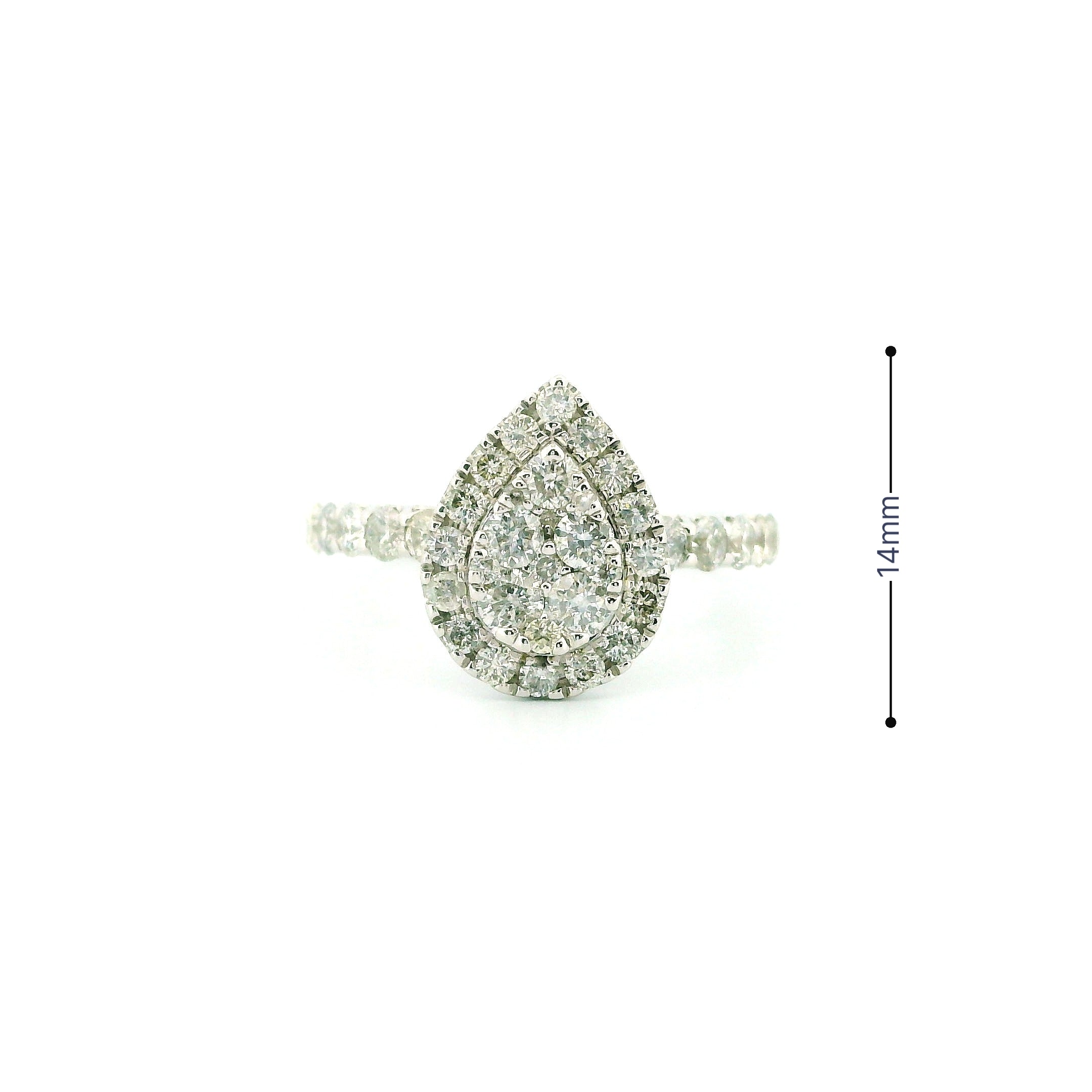 14k White Gold Women’s Diamond Ring | 1.61ctw Natural White Diamonds, 14mm