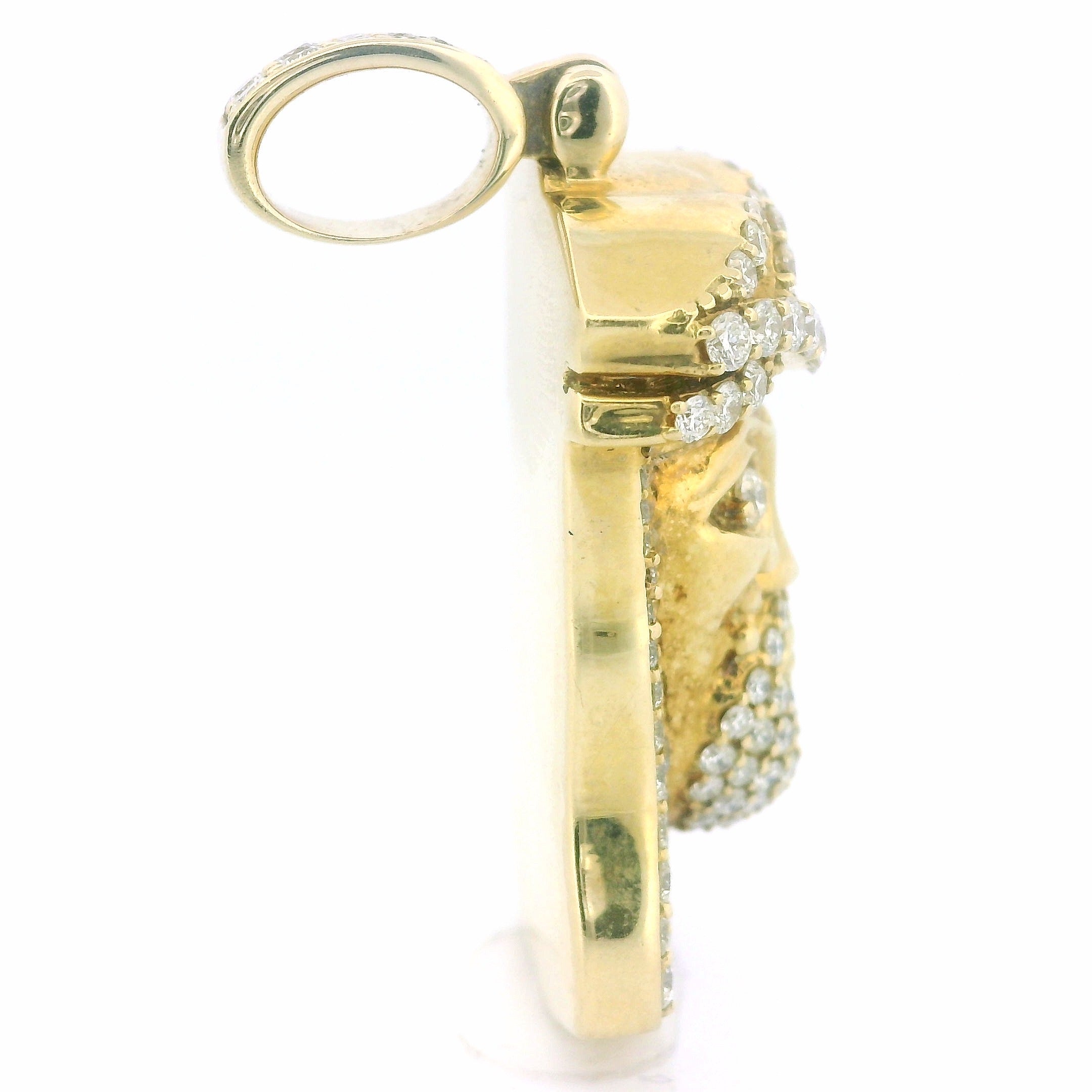 14K Gold Jesus Head Pendant with 5 CTW Natural VS White Diamonds