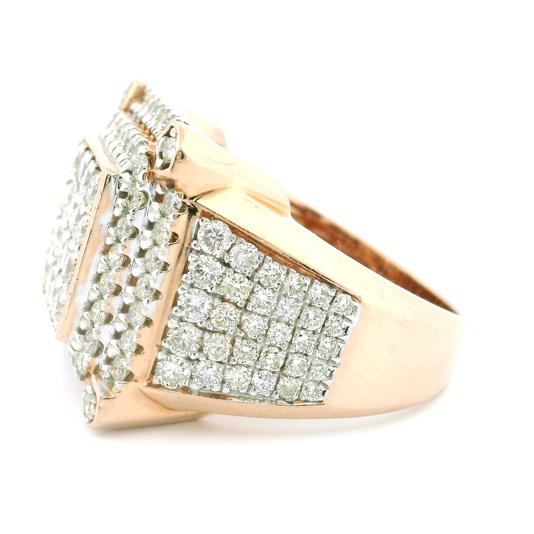 3.27ctw Round-Cut Diamond Men’s Pinky Ring in 14K Rose Gold – Bold Luxury Statement Jewelry