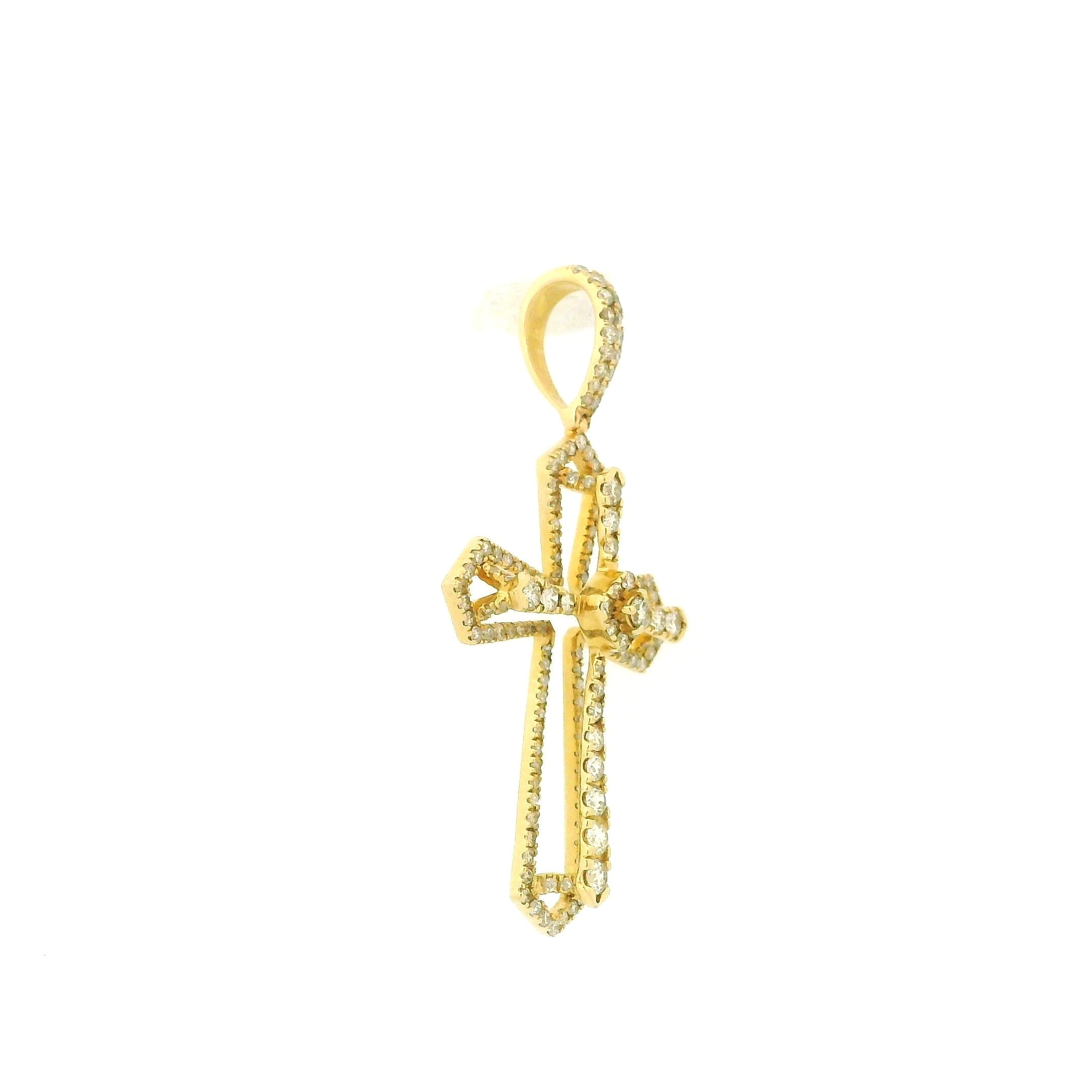 14k Yellow Gold Diamond Pendant | 1.82ctw Round Natural Diamonds, 38mm