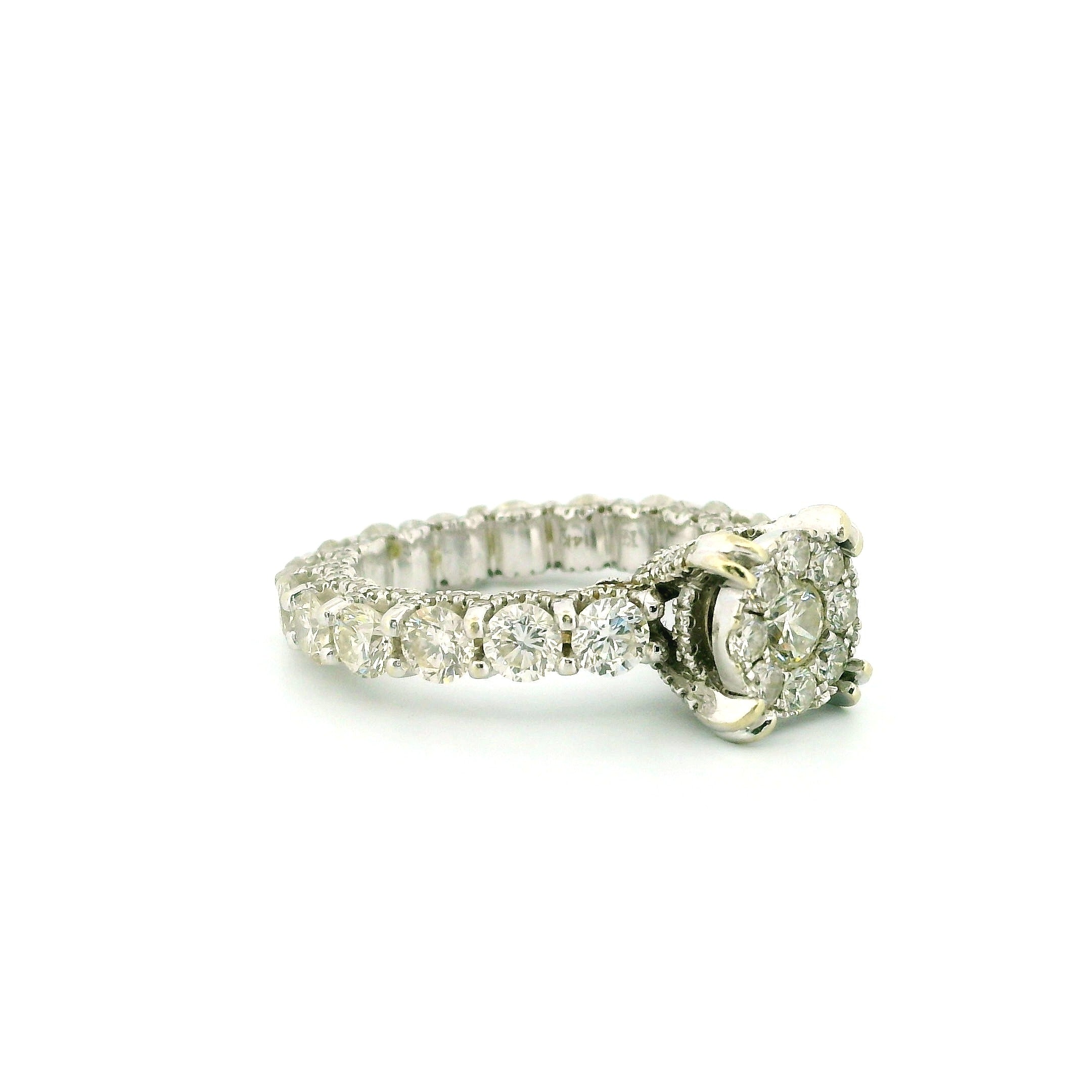 14k White Gold Women’s Diamond Ring | 4.60ctw Natural White Diamonds, 8mm