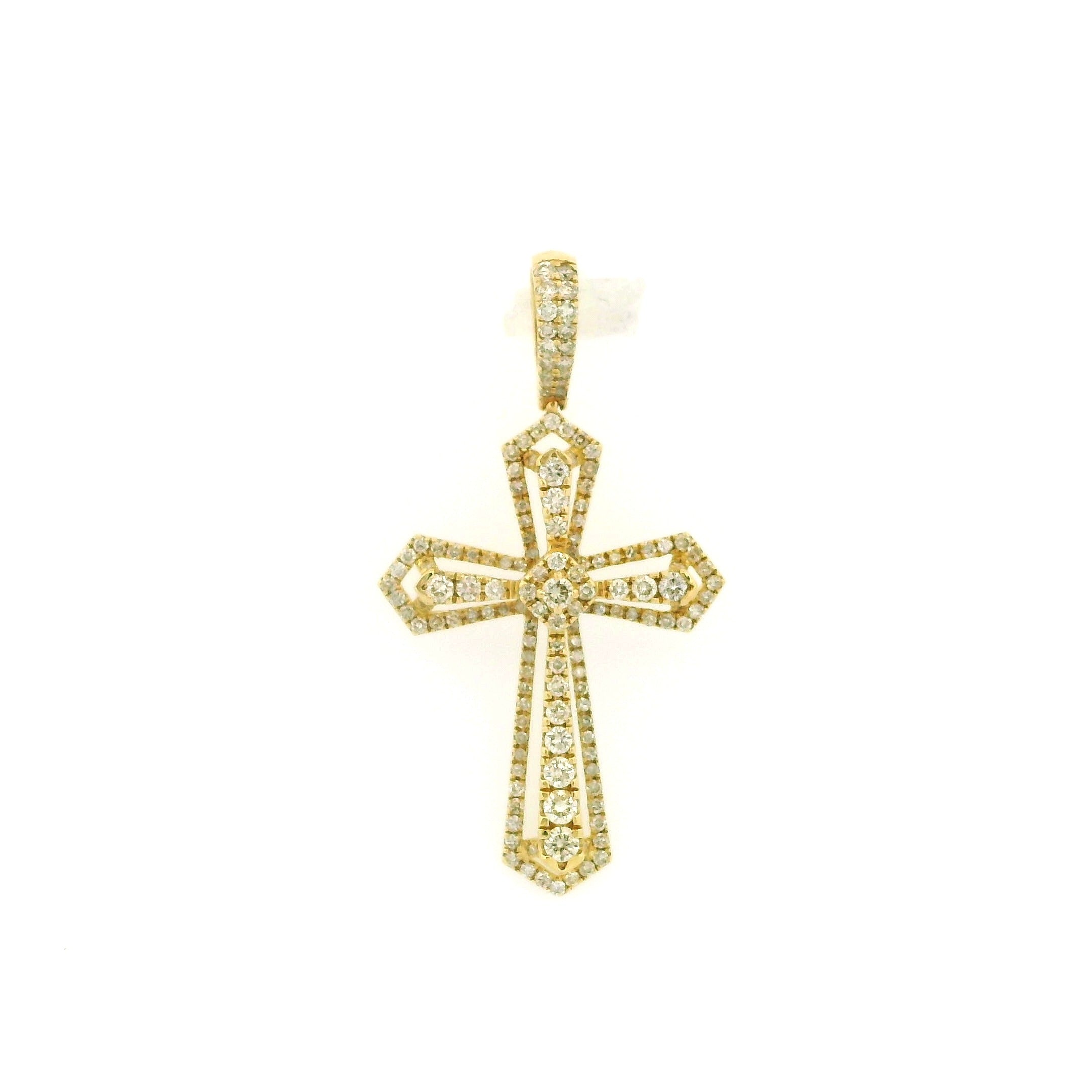 14k Yellow Gold Diamond Pendant | 1.82ctw Round Natural Diamonds, 38mm