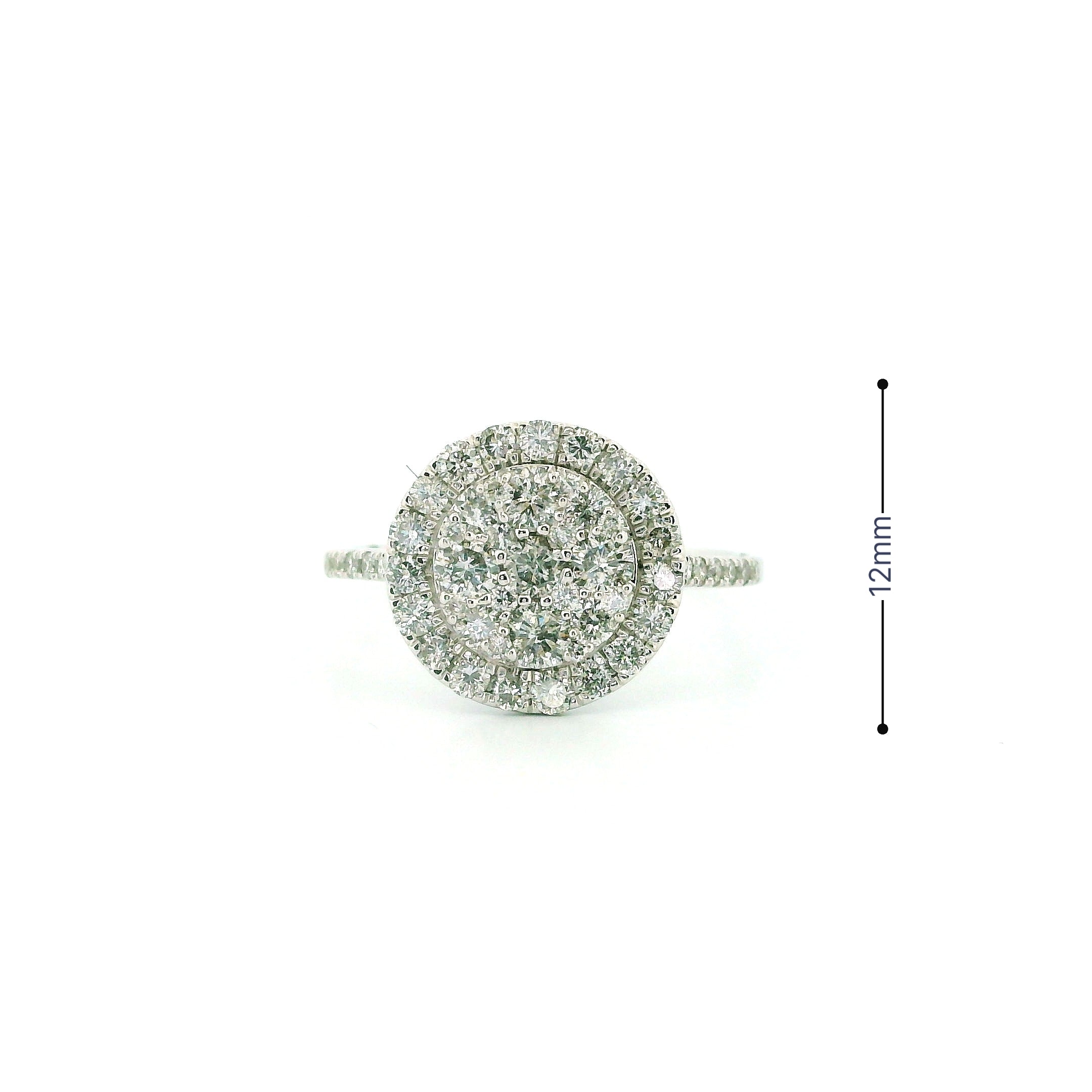 14k White Gold Women’s Diamond Ring | 1.04ctw Natural White Diamonds, 12mm