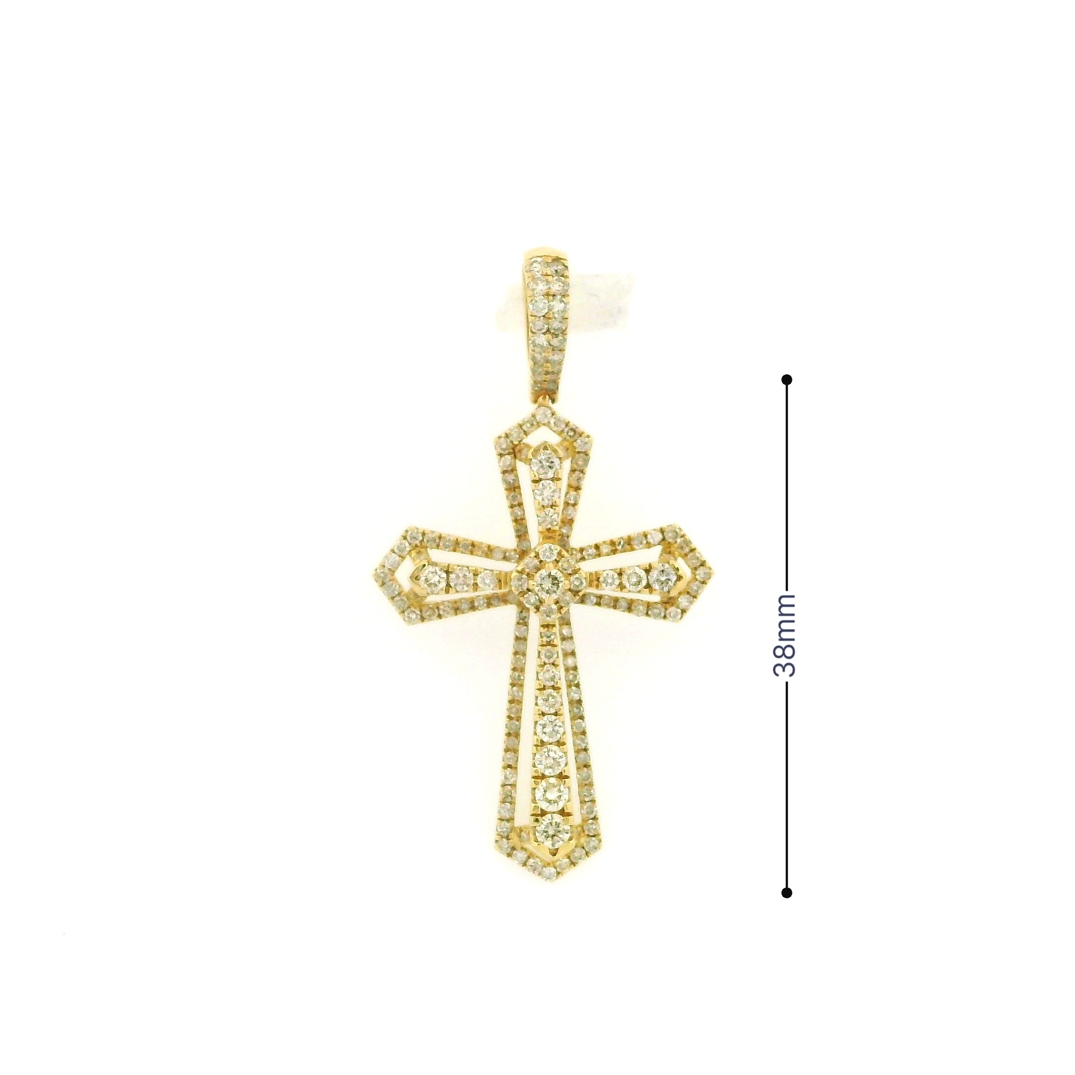 14k Yellow Gold Diamond Pendant | 1.82ctw Round Natural Diamonds, 38mm