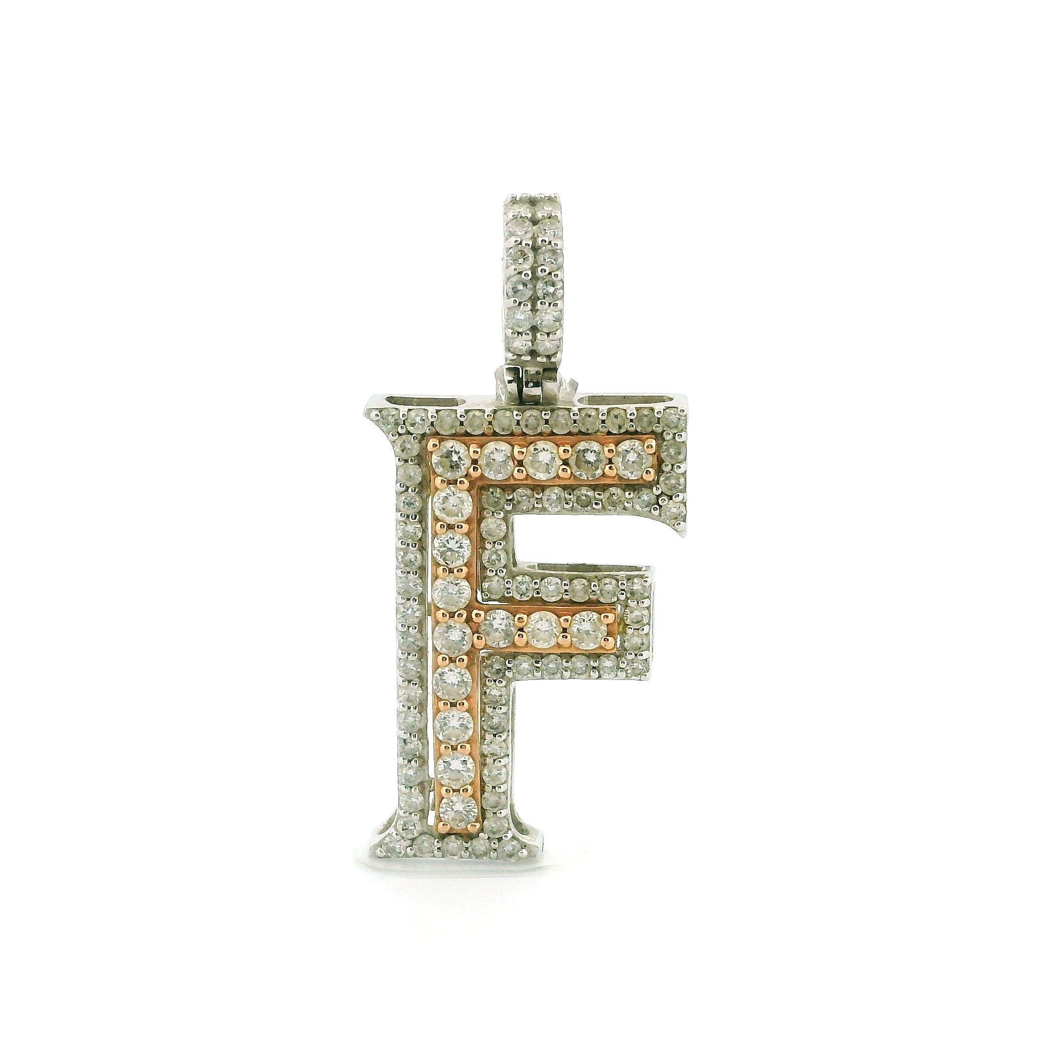 14k White Gold Diamond Pendant | 1.69ctw Round Natural Diamonds, 27mm