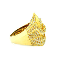 14k Yellow Gold Men’s Champion Ring | 3.78ctw Natural White Diamond Star Design