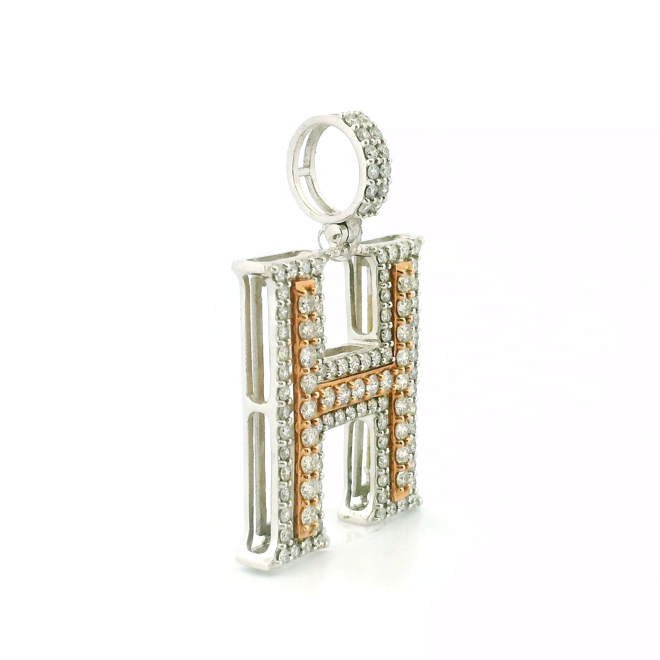 14k White Gold Diamond Pendant | 2.23ctw Round Natural Diamonds, 27mm