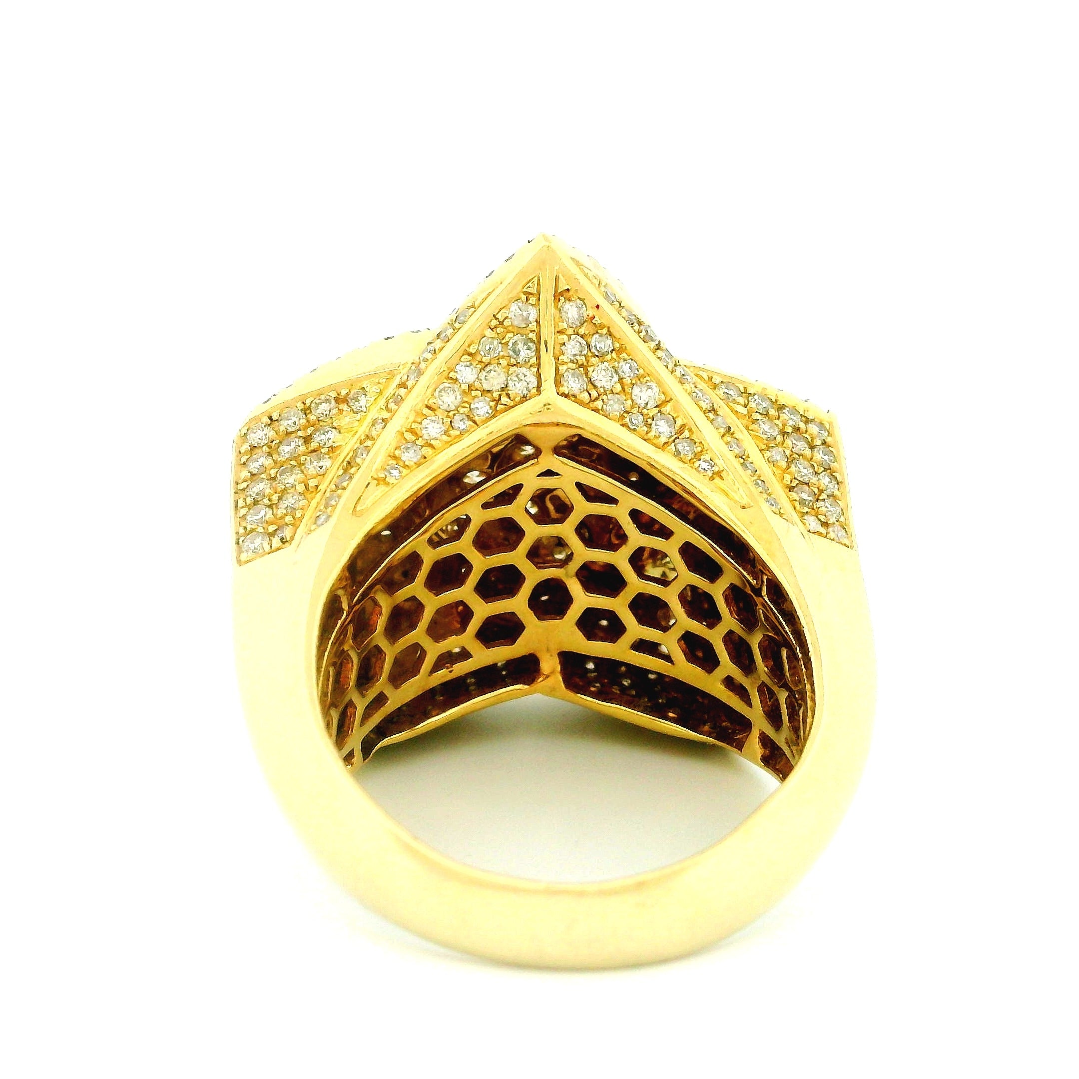 14k Yellow Gold Men’s Champion Ring | 3.78ctw Natural White Diamond Star Design