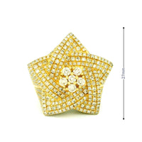 14k Yellow Gold Men’s Champion Ring | 3.78ctw Natural White Diamond Star Design