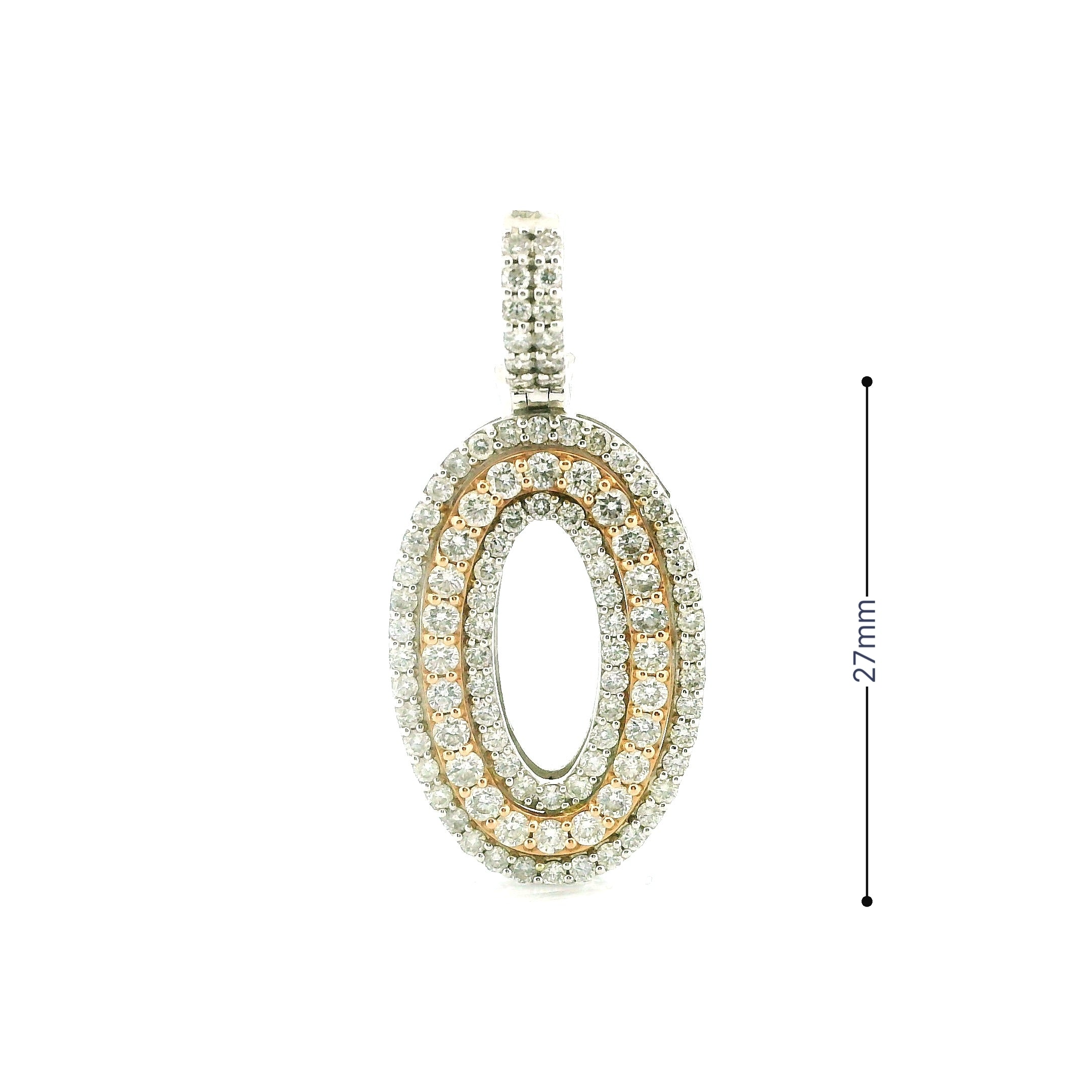 14k White Gold Diamond Pendant | 2.02ctw Round Natural Diamonds, 27mm