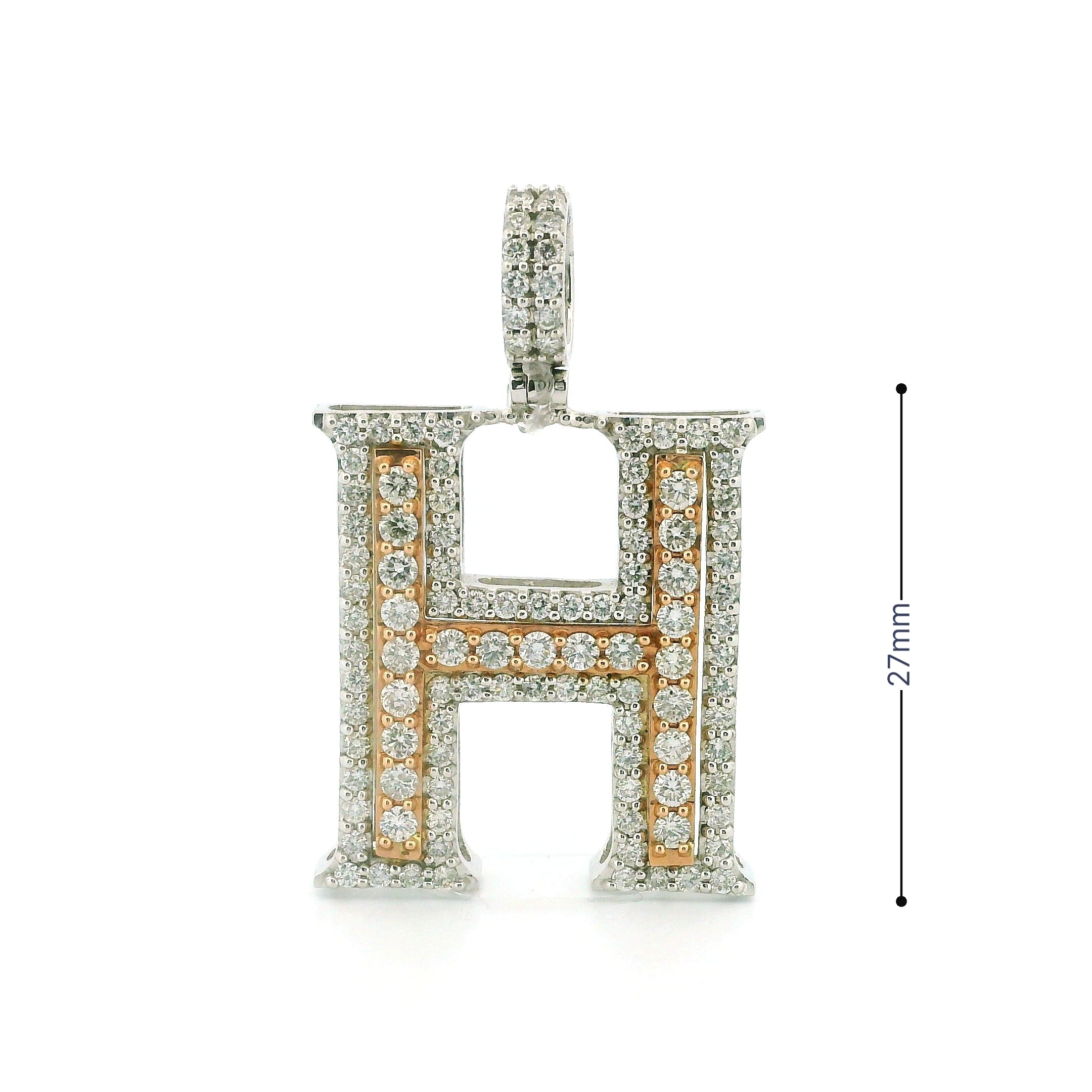 14k White Gold Diamond Pendant | 2.23ctw Round Natural Diamonds, 27mm