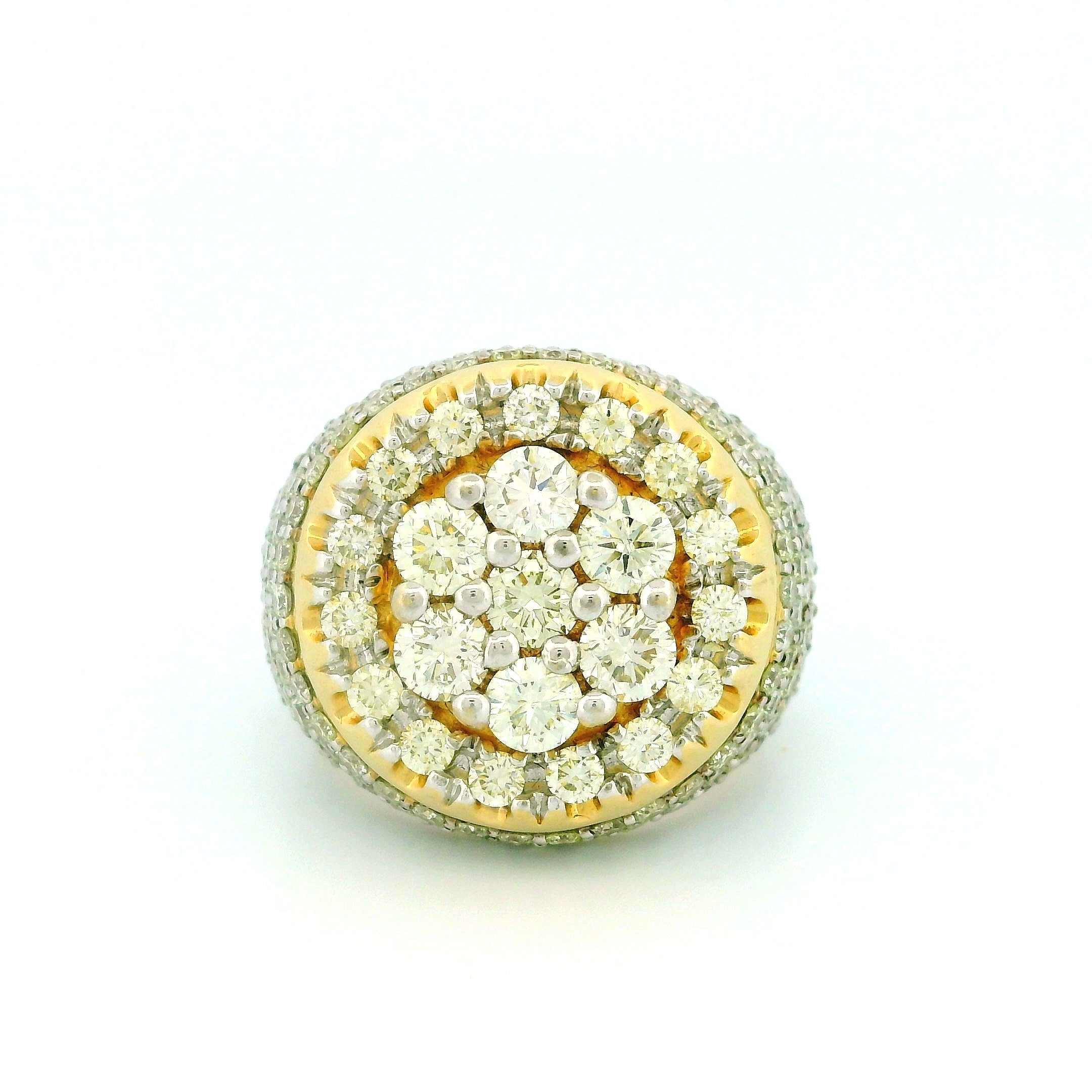 14k Yellow Gold Men’s Champion Ring | 6.92ctw Natural White Diamond