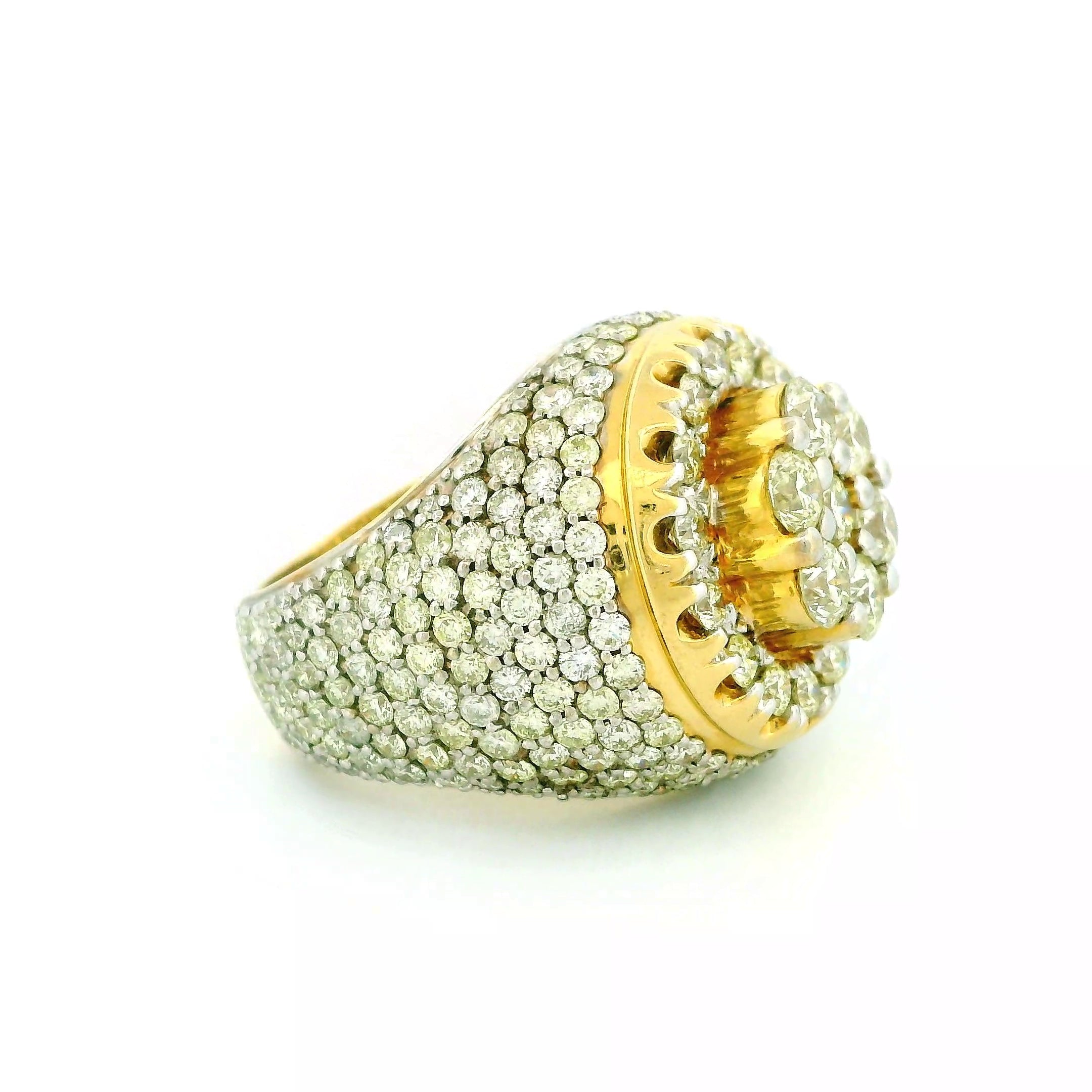 14k Yellow Gold Men’s Champion Ring | 6.92ctw Natural White Diamond