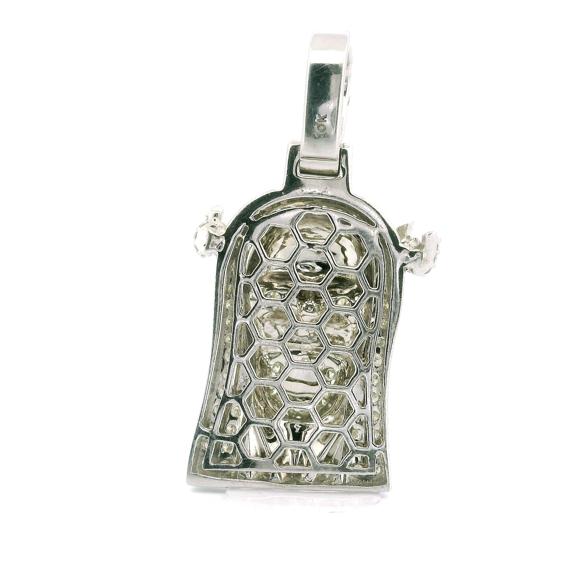 10K White Gold Men's Jesus Pendant – 1.14CTW Natural White Diamond Iced-Out Charm