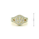 14k Yellow Gold Women’s Diamond Ring | 1.29ctw Natural White Diamonds, 12mm
