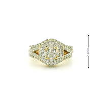 14k Yellow Gold Women’s Diamond Ring | 1.29ctw Natural White Diamonds, 12mm