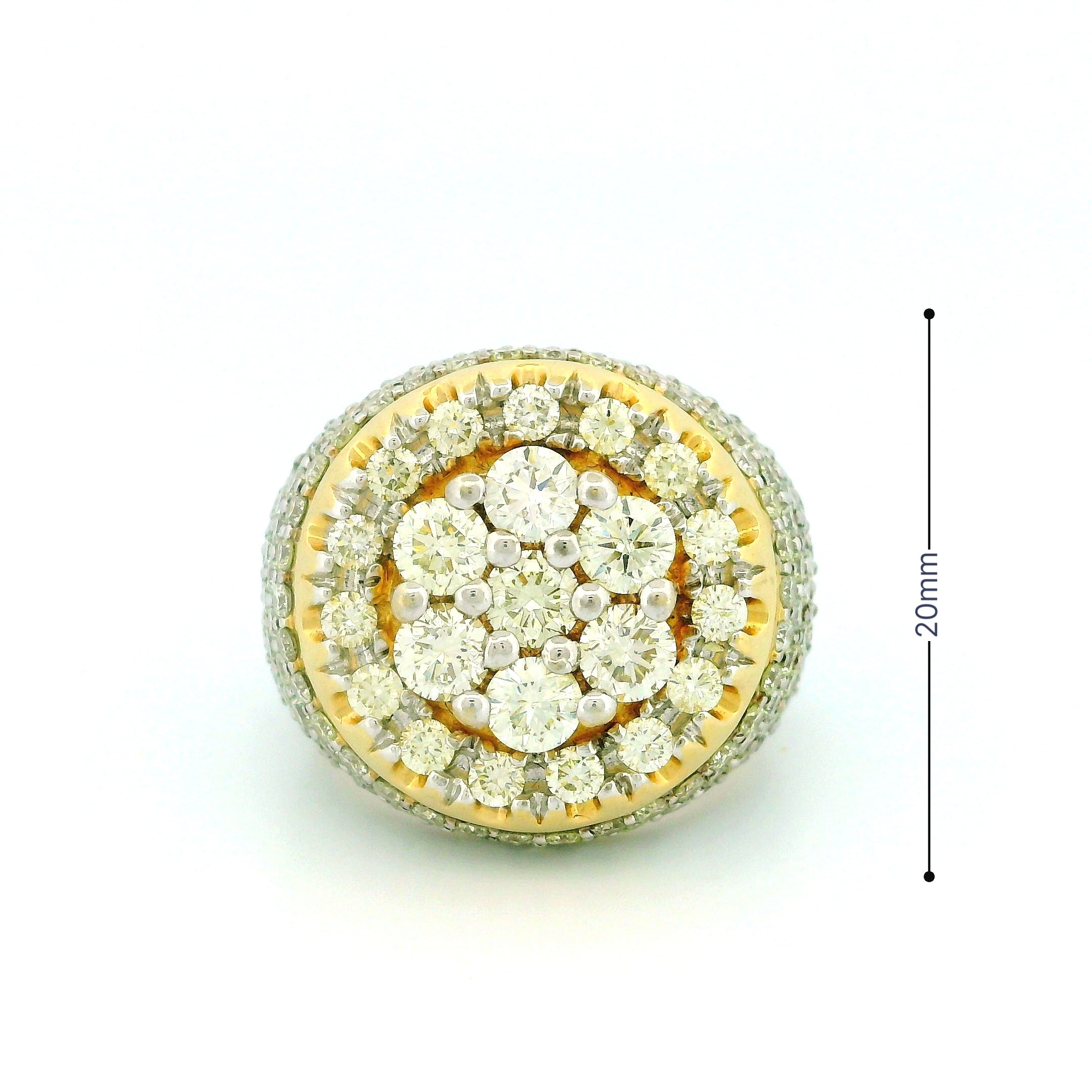 14k Yellow Gold Men’s Champion Ring | 6.92ctw Natural White Diamond