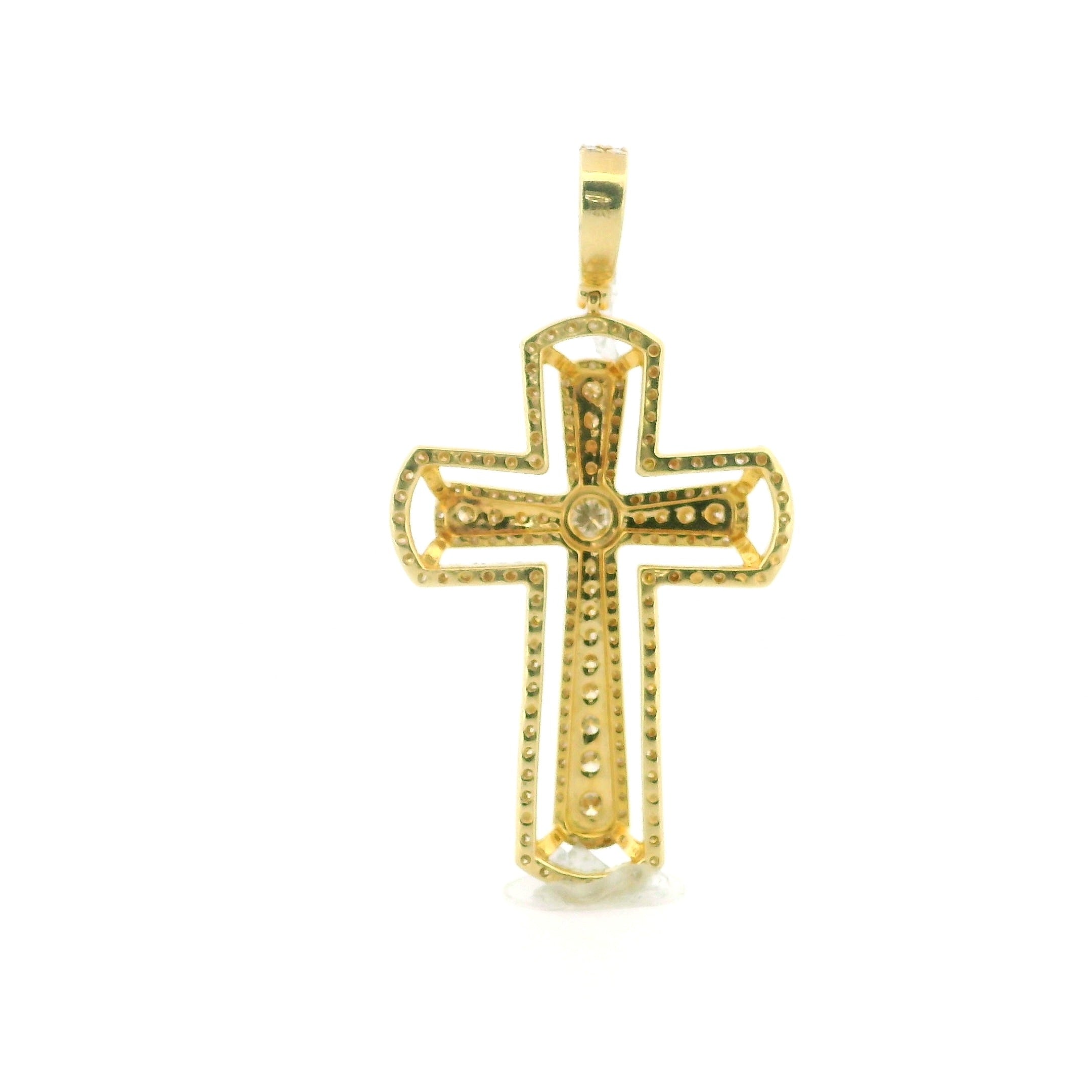 14k Yellow Gold Diamond Pendant | 2.17ctw Round Natural Diamonds, 41mm