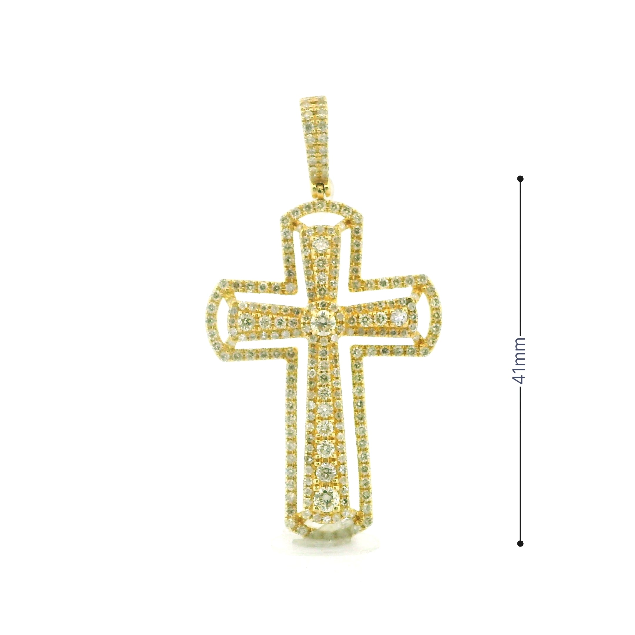 14k Yellow Gold Diamond Pendant | 2.17ctw Round Natural Diamonds, 41mm