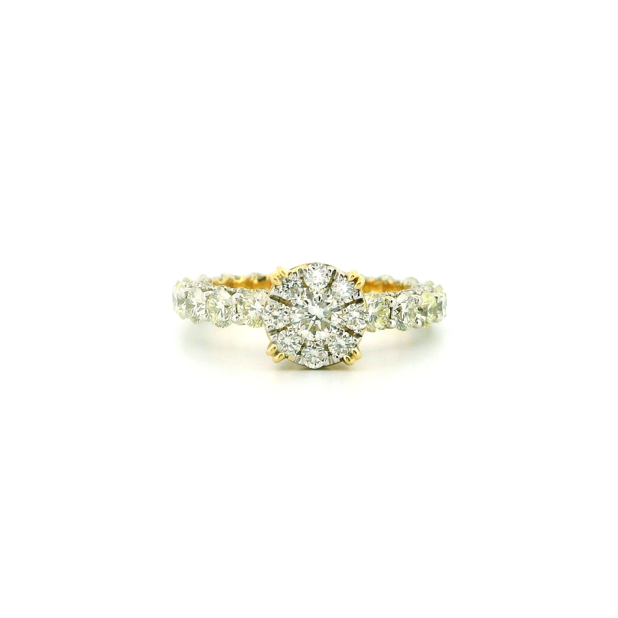 14k Yellow Gold Women’s Diamond Ring | 3.77ctw Natural White Diamonds, 8mm