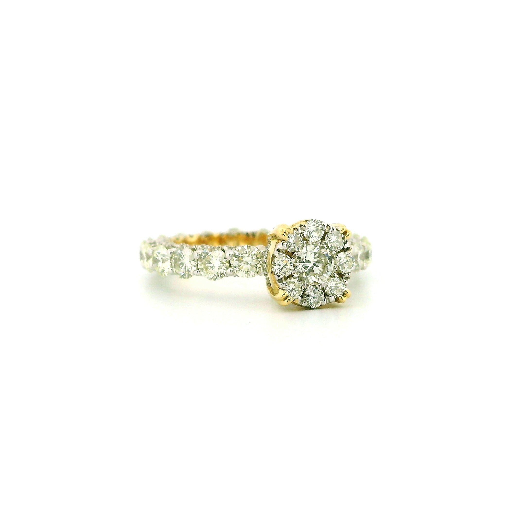 14k Yellow Gold Women’s Diamond Ring | 3.77ctw Natural White Diamonds, 8mm