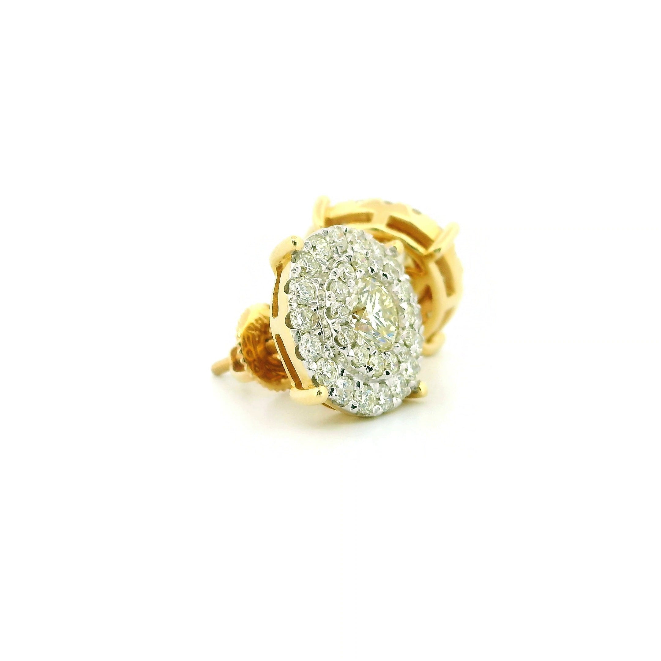 14k Yellow Gold Diamond Earrings | 2.38ctw Round Natural Diamonds, 13mm