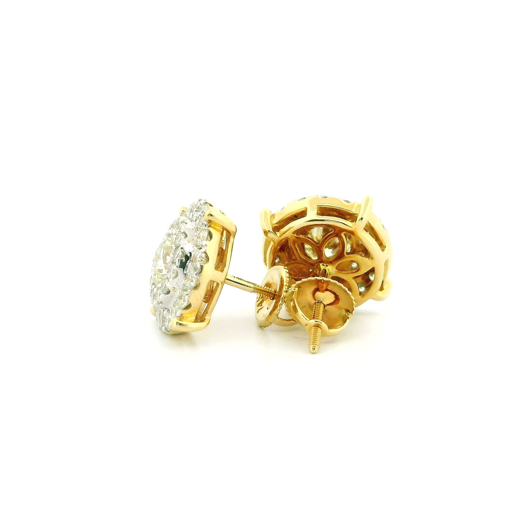 14k Yellow Gold Diamond Earrings | 2.38ctw Round Natural Diamonds, 13mm