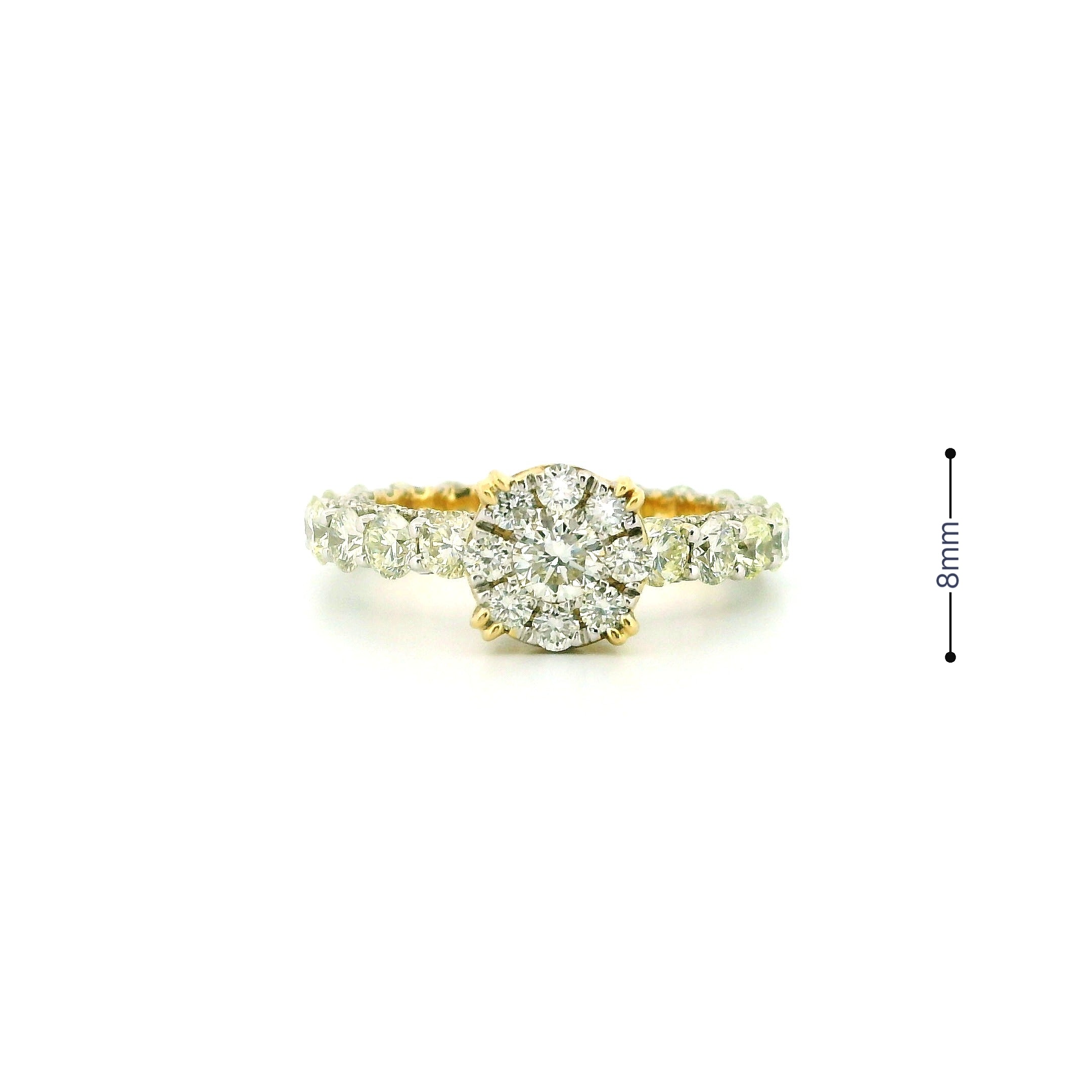 14k Yellow Gold Women’s Diamond Ring | 3.77ctw Natural White Diamonds, 8mm